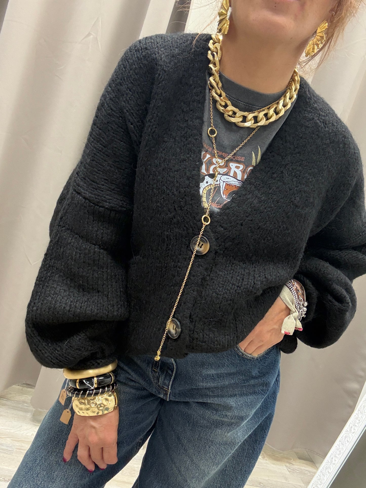 Cardigan Tre Bottoni HaveOne Nero