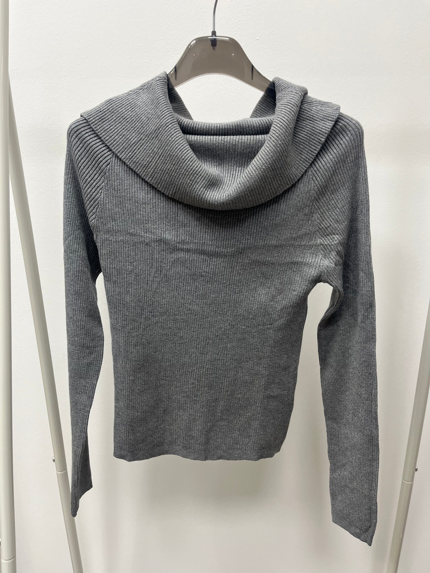 Kiki Six Maglia Scollo Shiffer a Costine Grigia