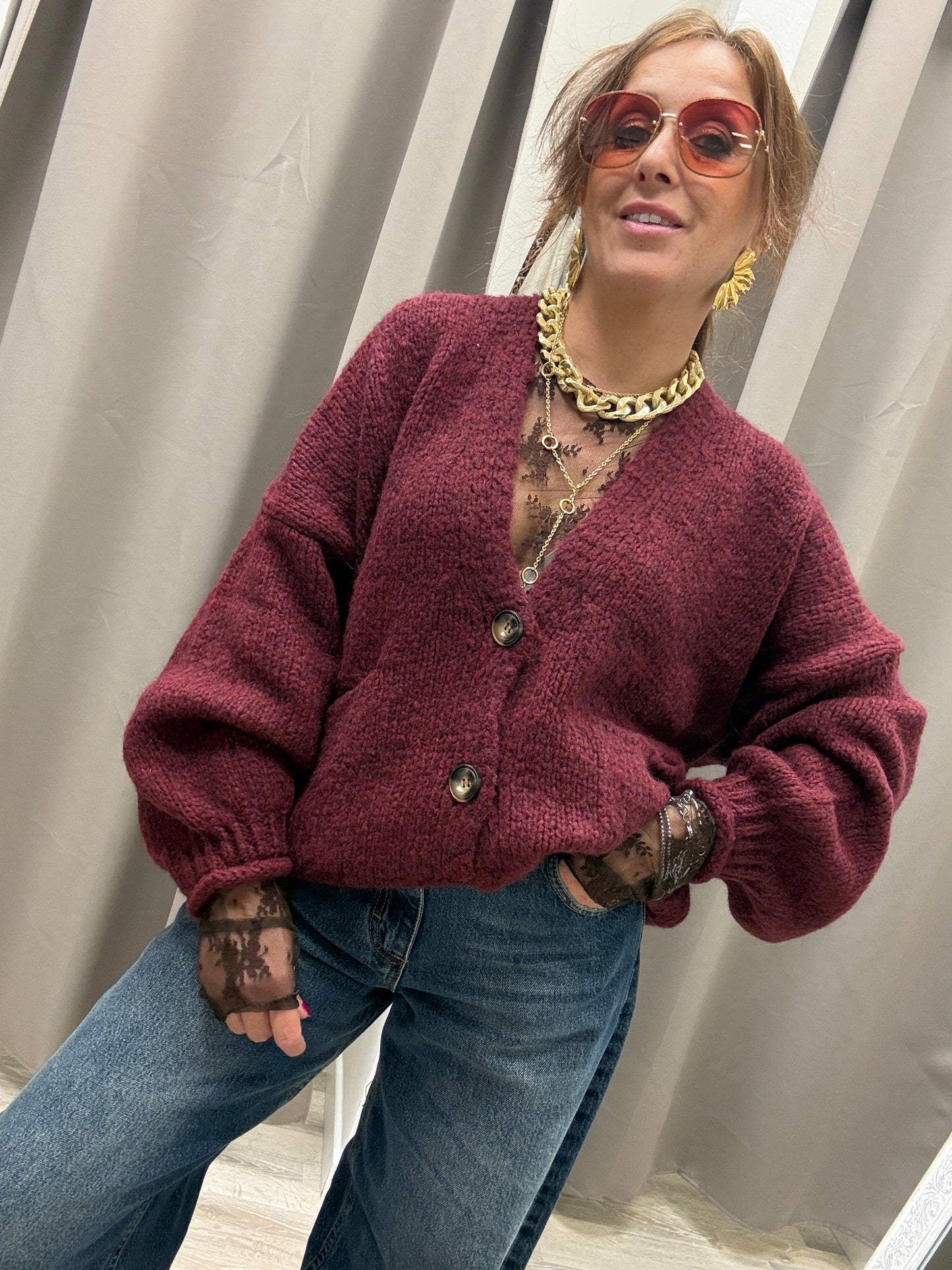 Cardigan Tre Bottoni HaveOne Vino