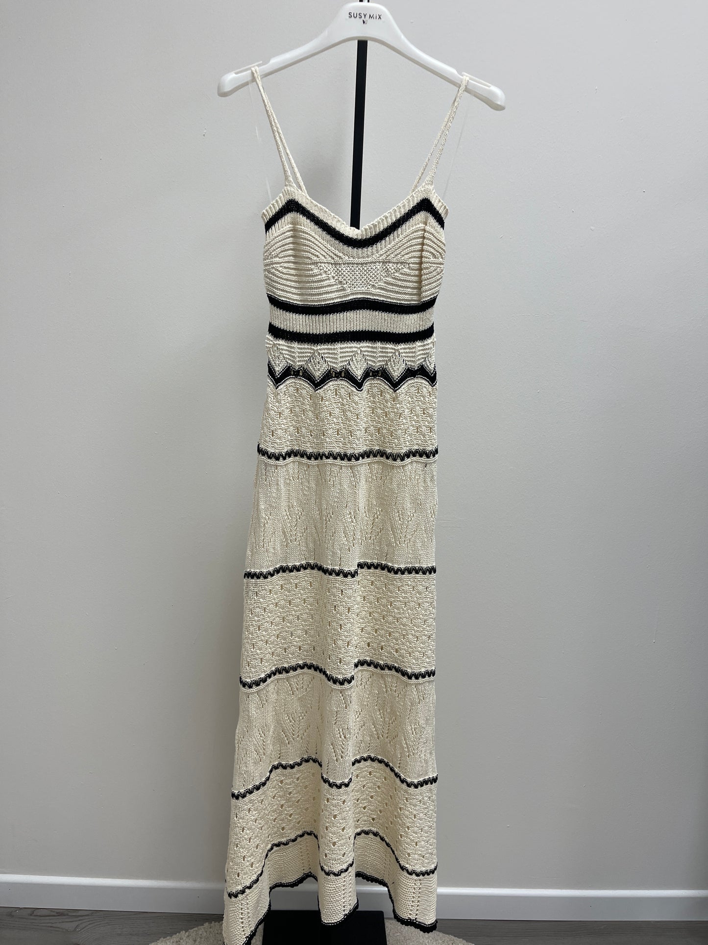 Susy Mix Abito Lungo Crochet Burro