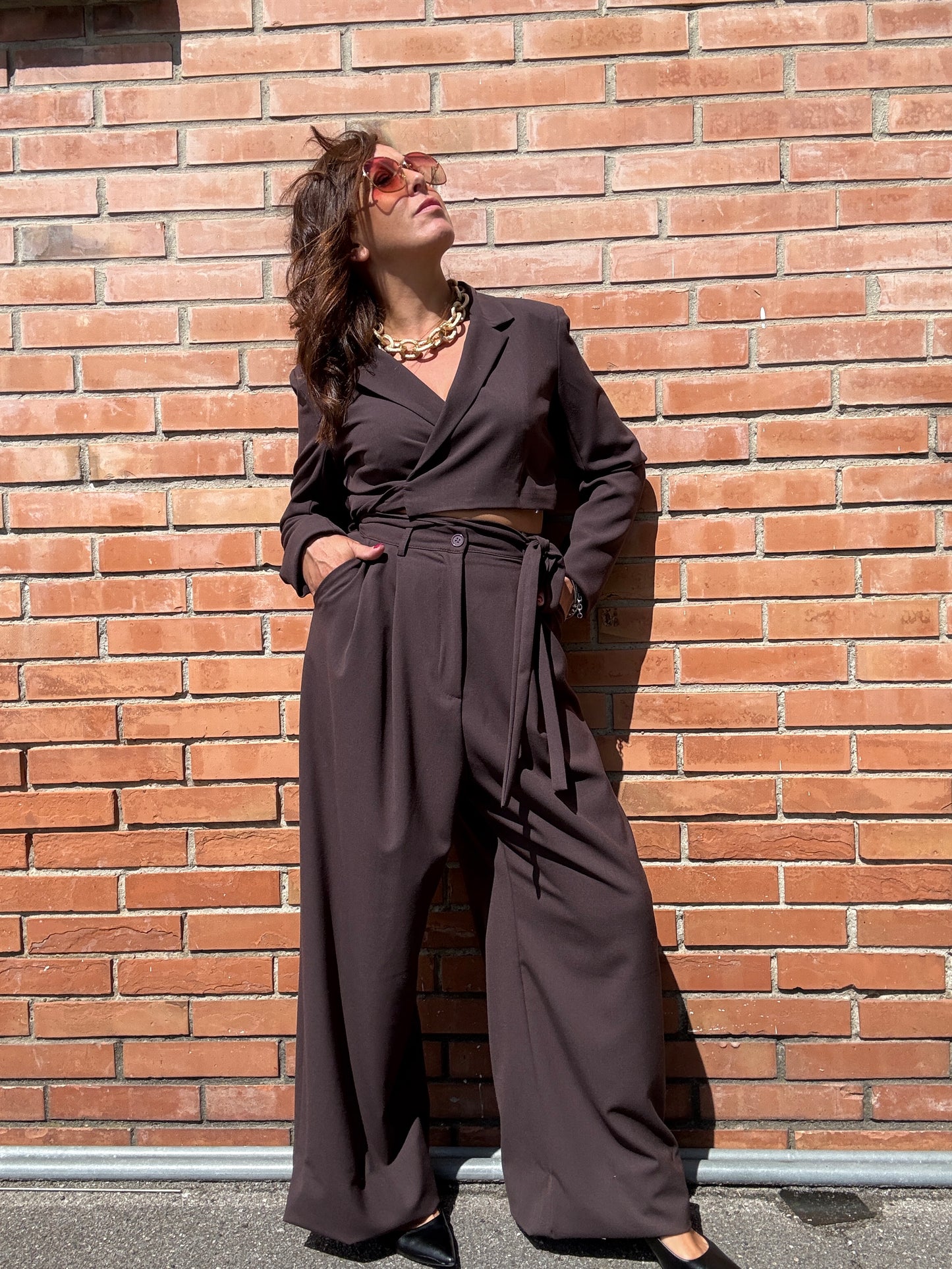 Kiki Six Giacca Crop Incrociata con Laccio Moro