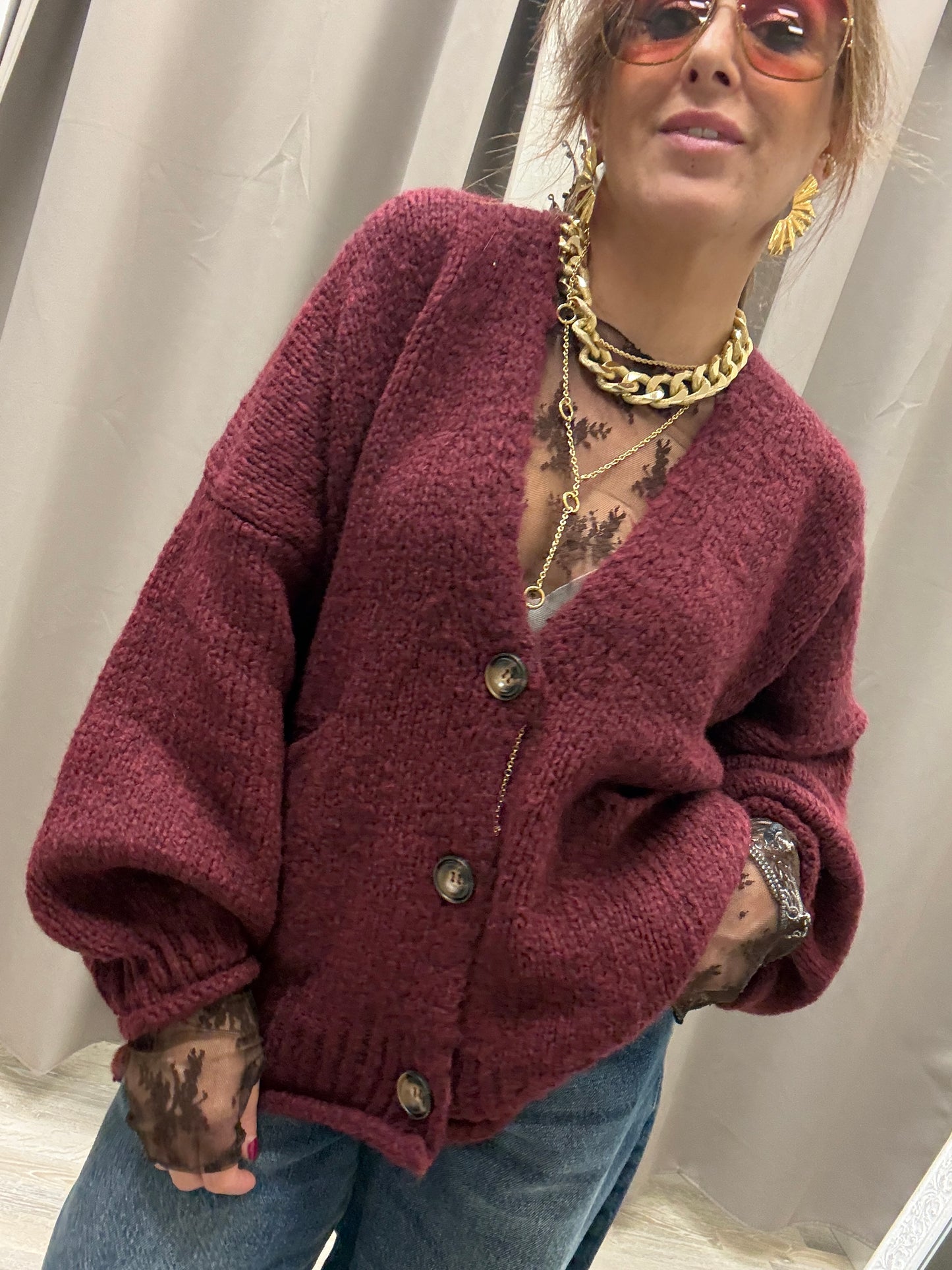 Cardigan Tre Bottoni HaveOne Vino