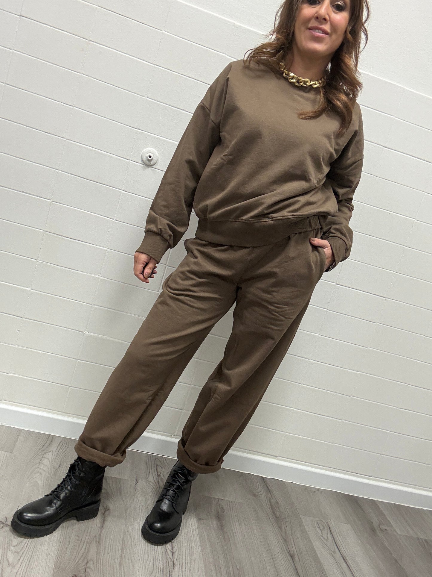 Tuta coordinato felpa + pantalone moro