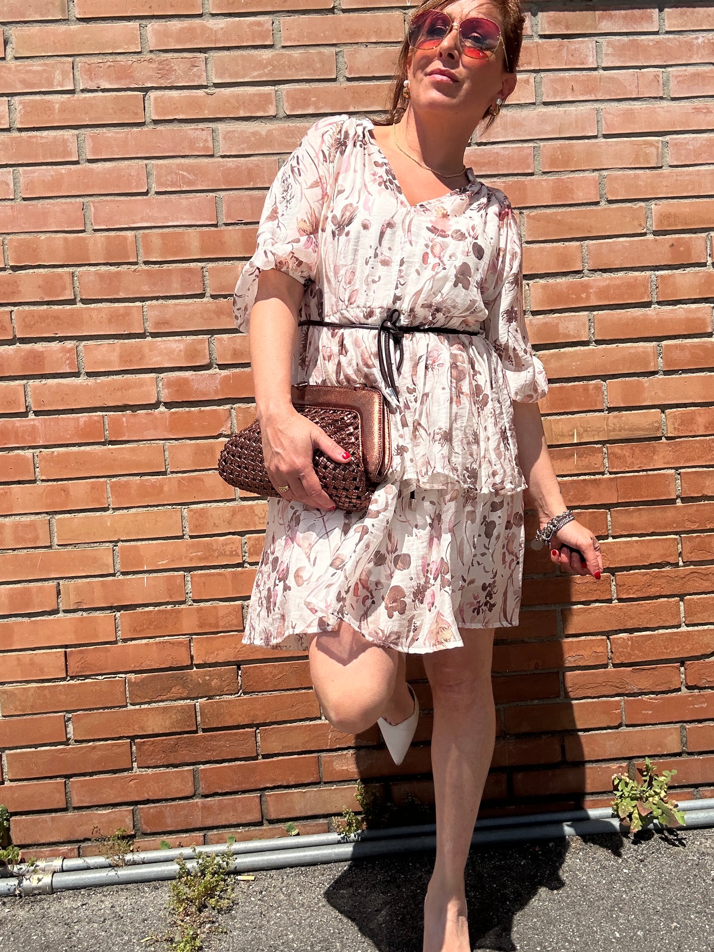 Susy Mix abito fiori con balze