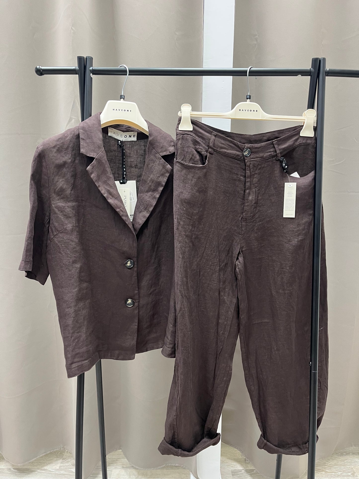 Pantalone baloon lino Haveone Moro