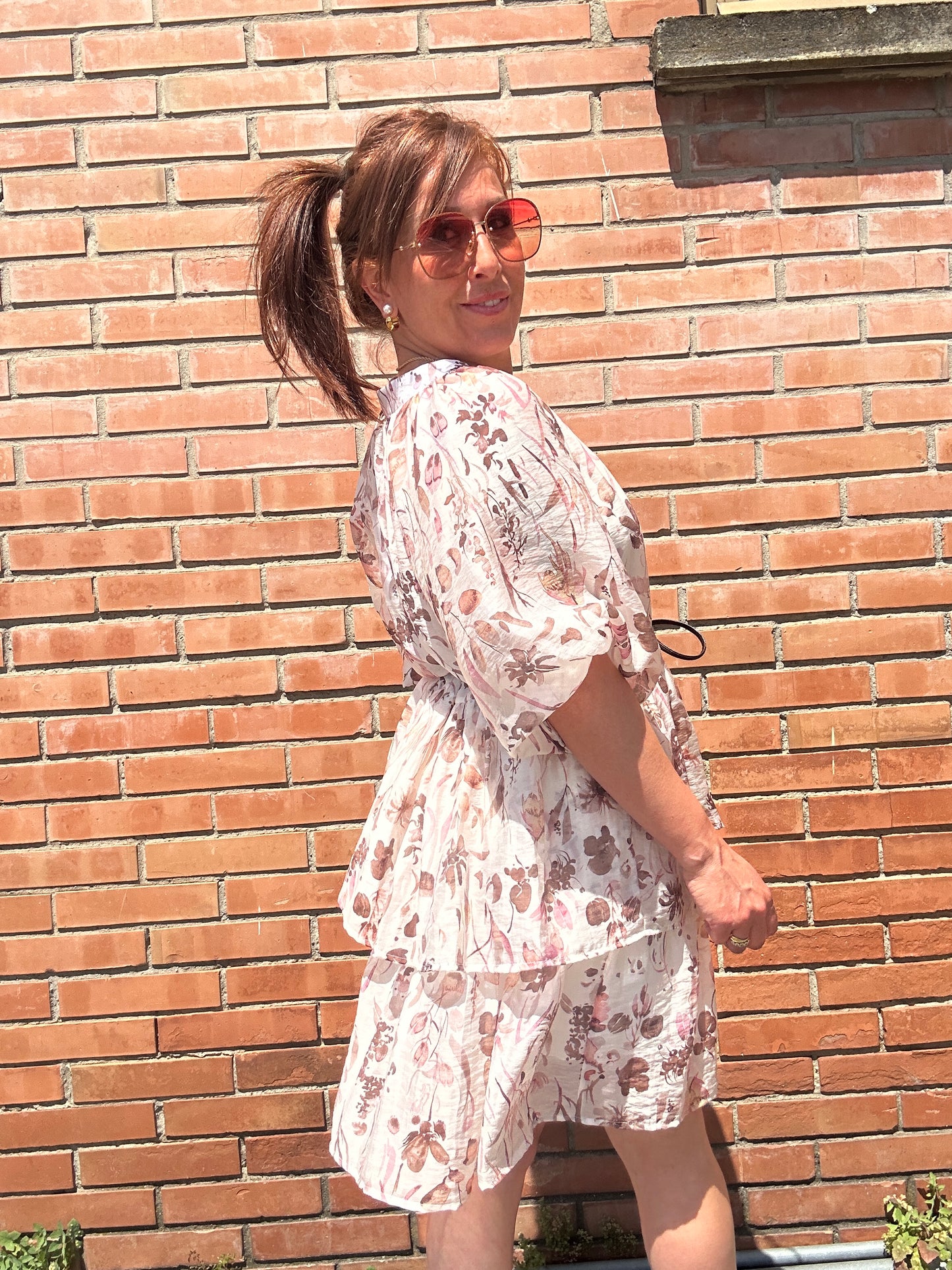 Susy Mix abito fiori con balze