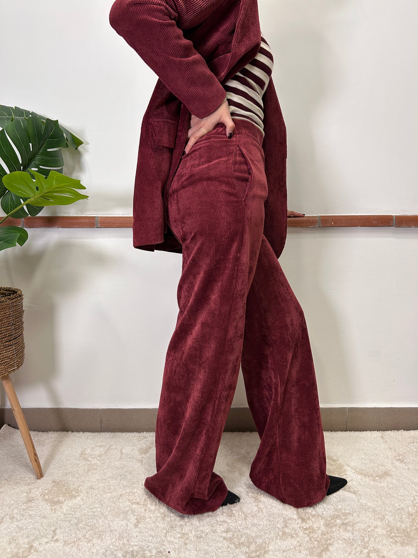 Pantaloni palazzo in velluto costine Susy mix