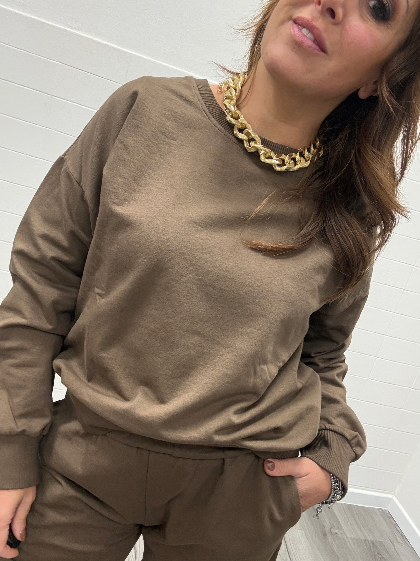 Tuta coordinato felpa + pantalone moro