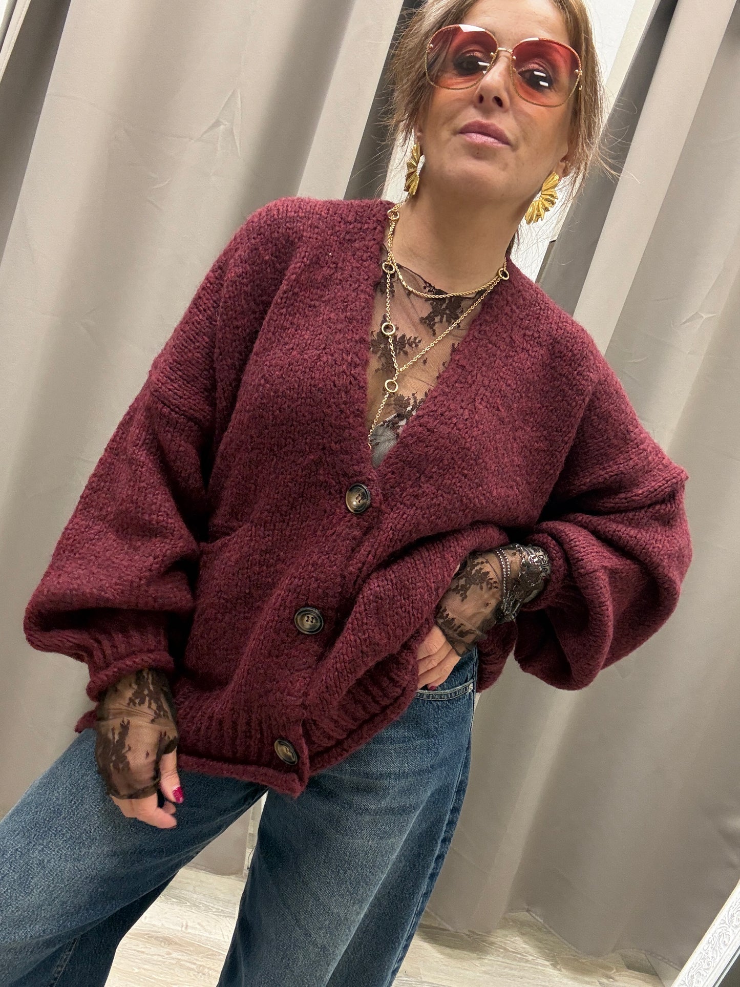 Cardigan Tre Bottoni HaveOne Vino