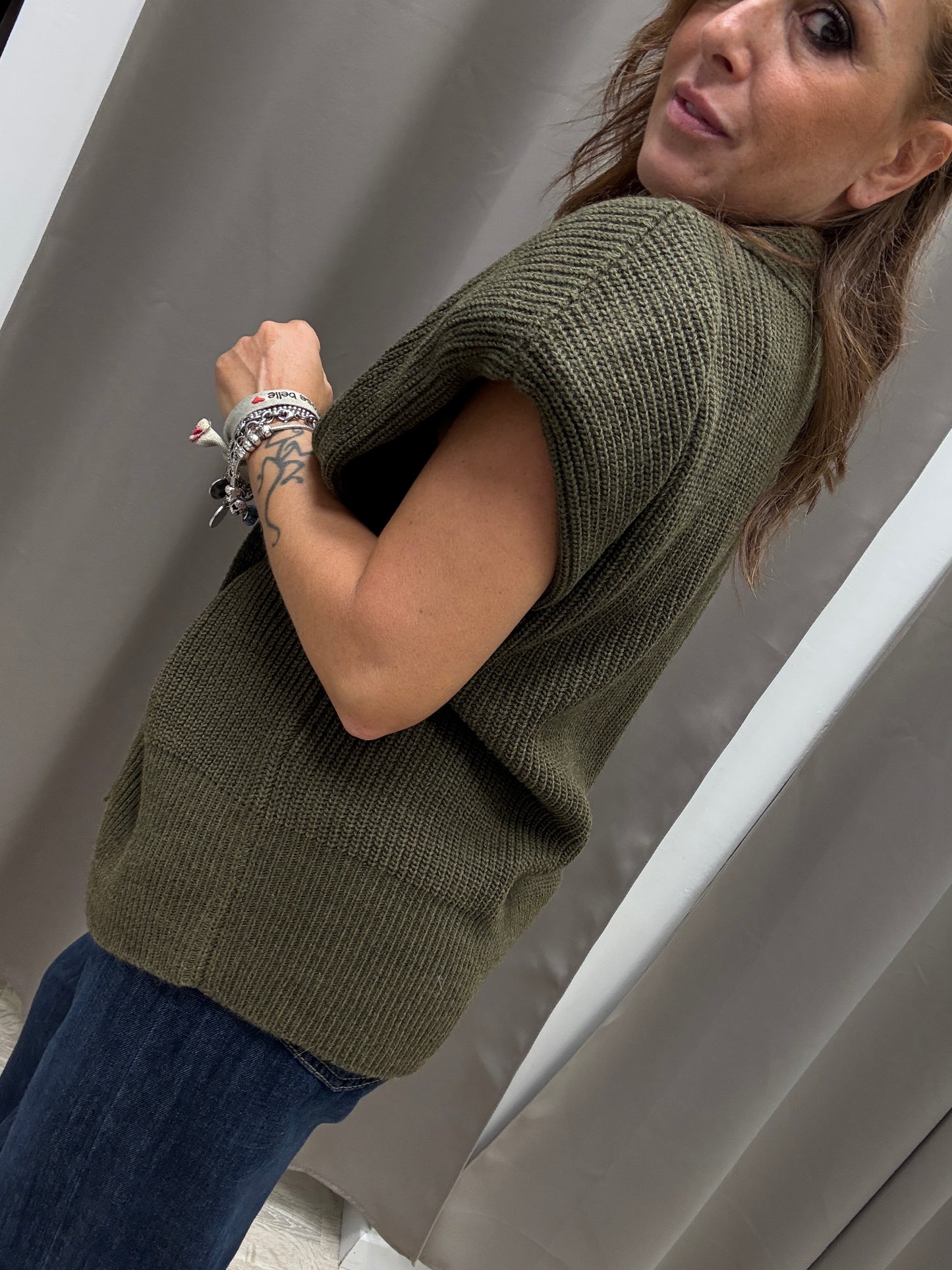Gilet asimmetrico verde Haveone