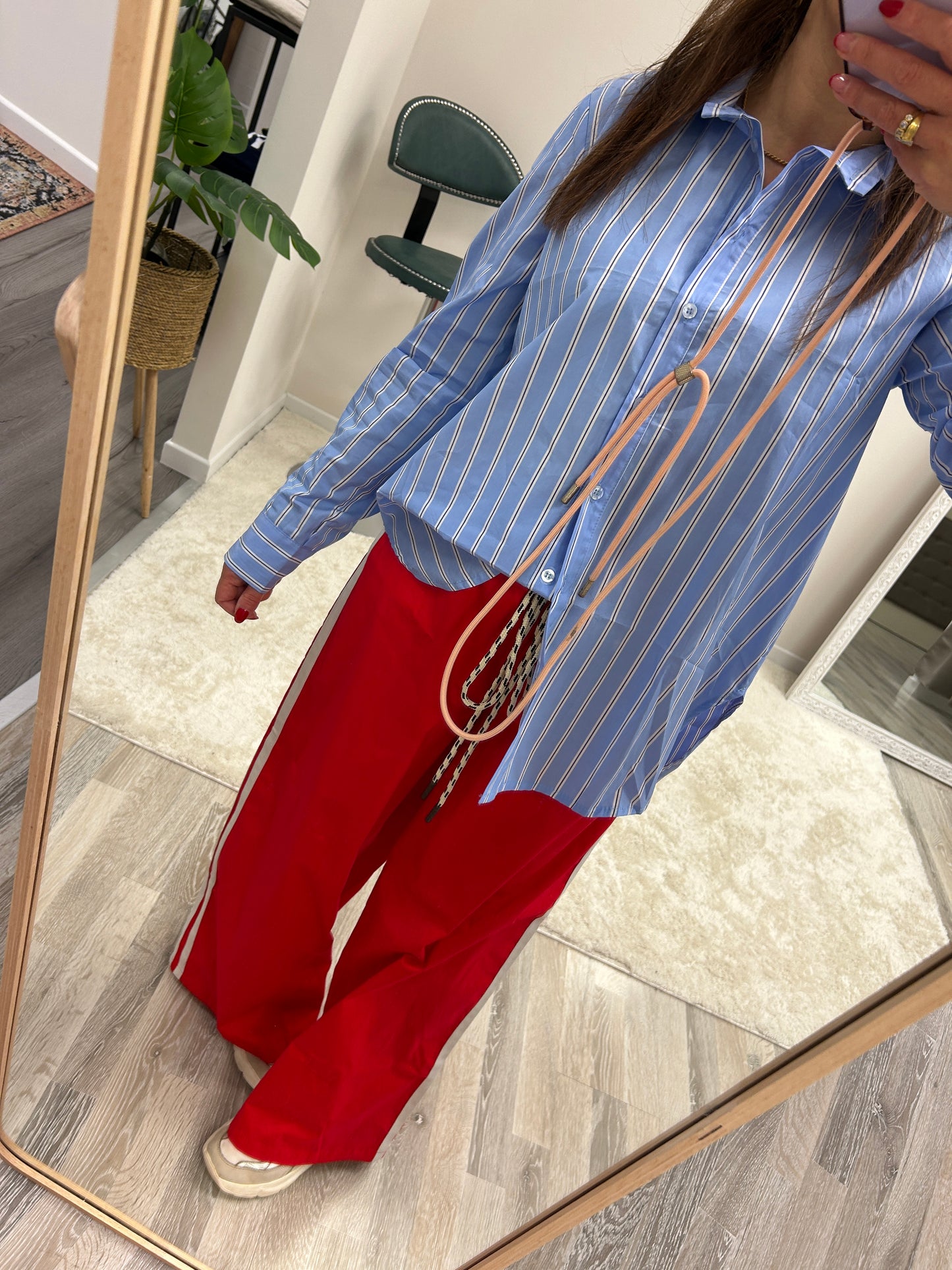 Susy Mix Pantalone Palazzo rosso con Banda Laterale