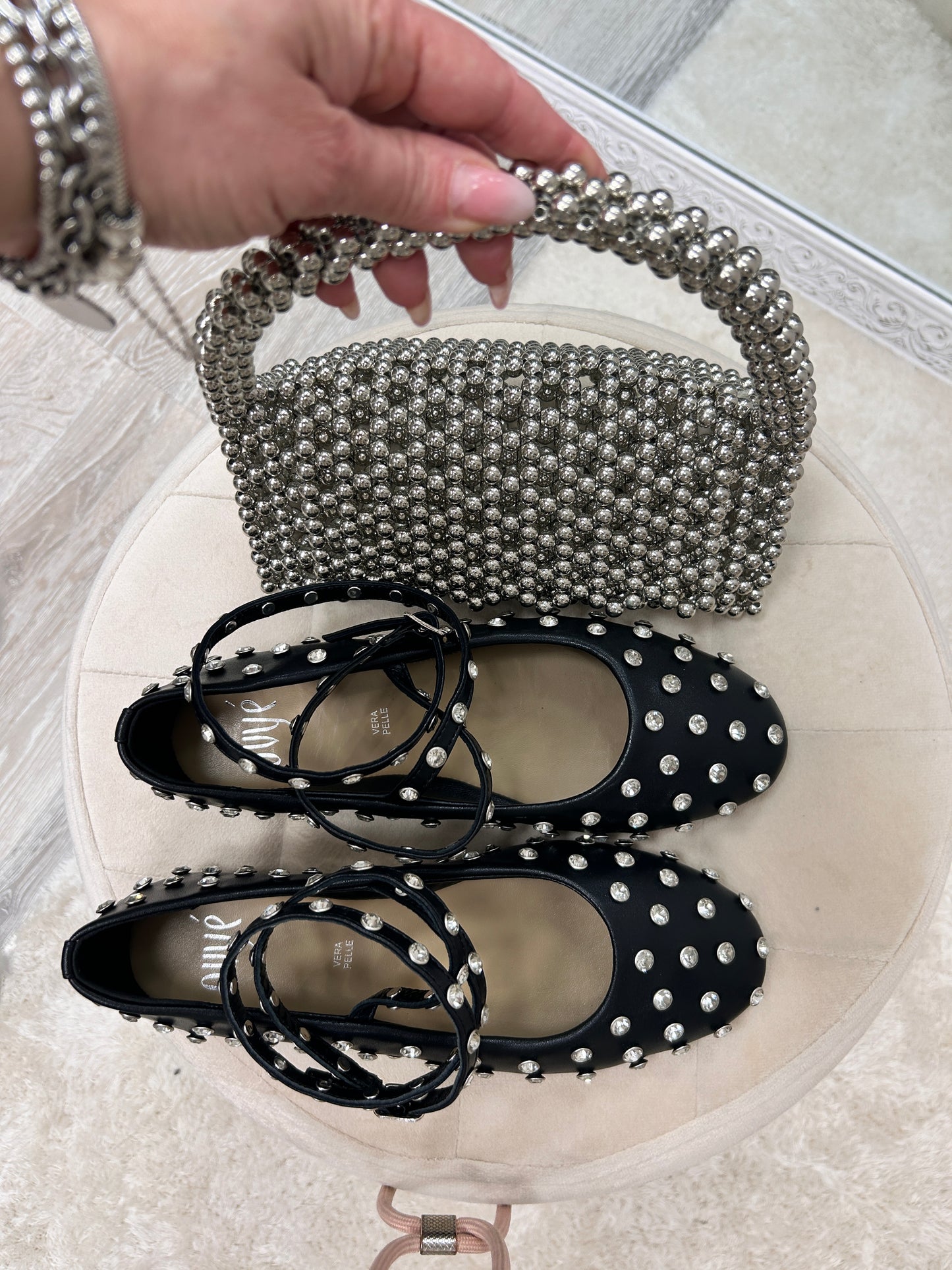 Borsa sfere argento a mano