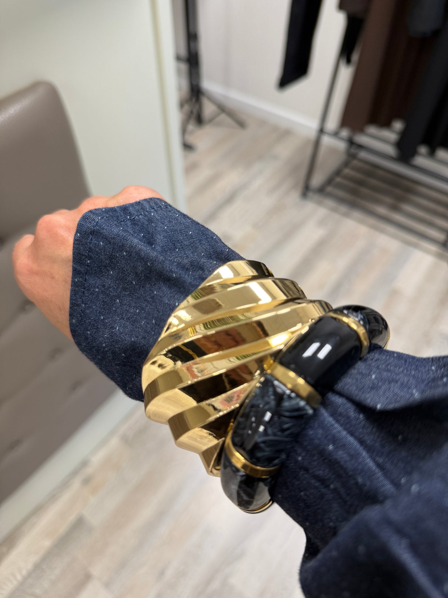 Bracciale rigato oro Memoire