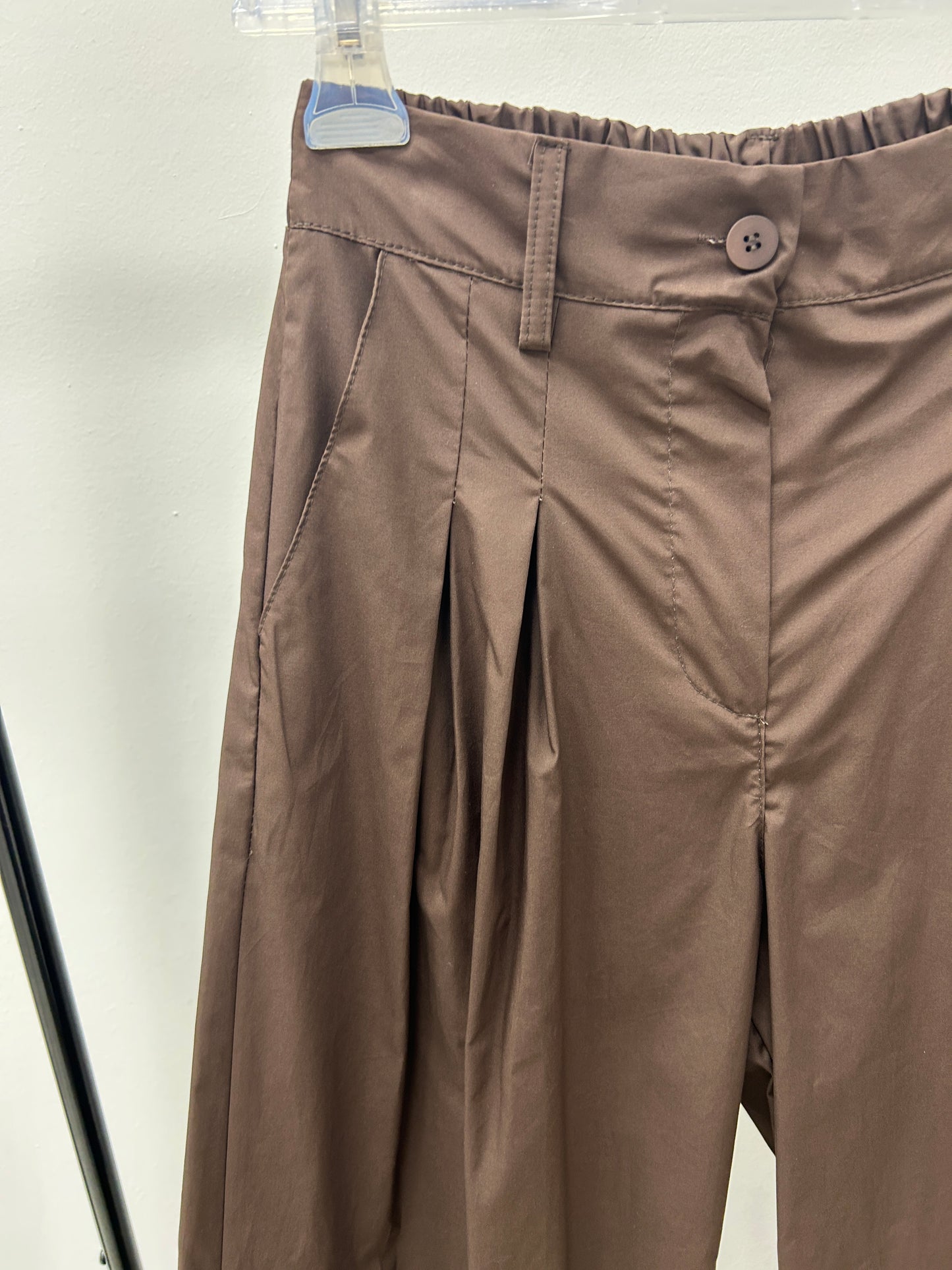 Two Way pantaloni leggeri palazzo con pinces moro