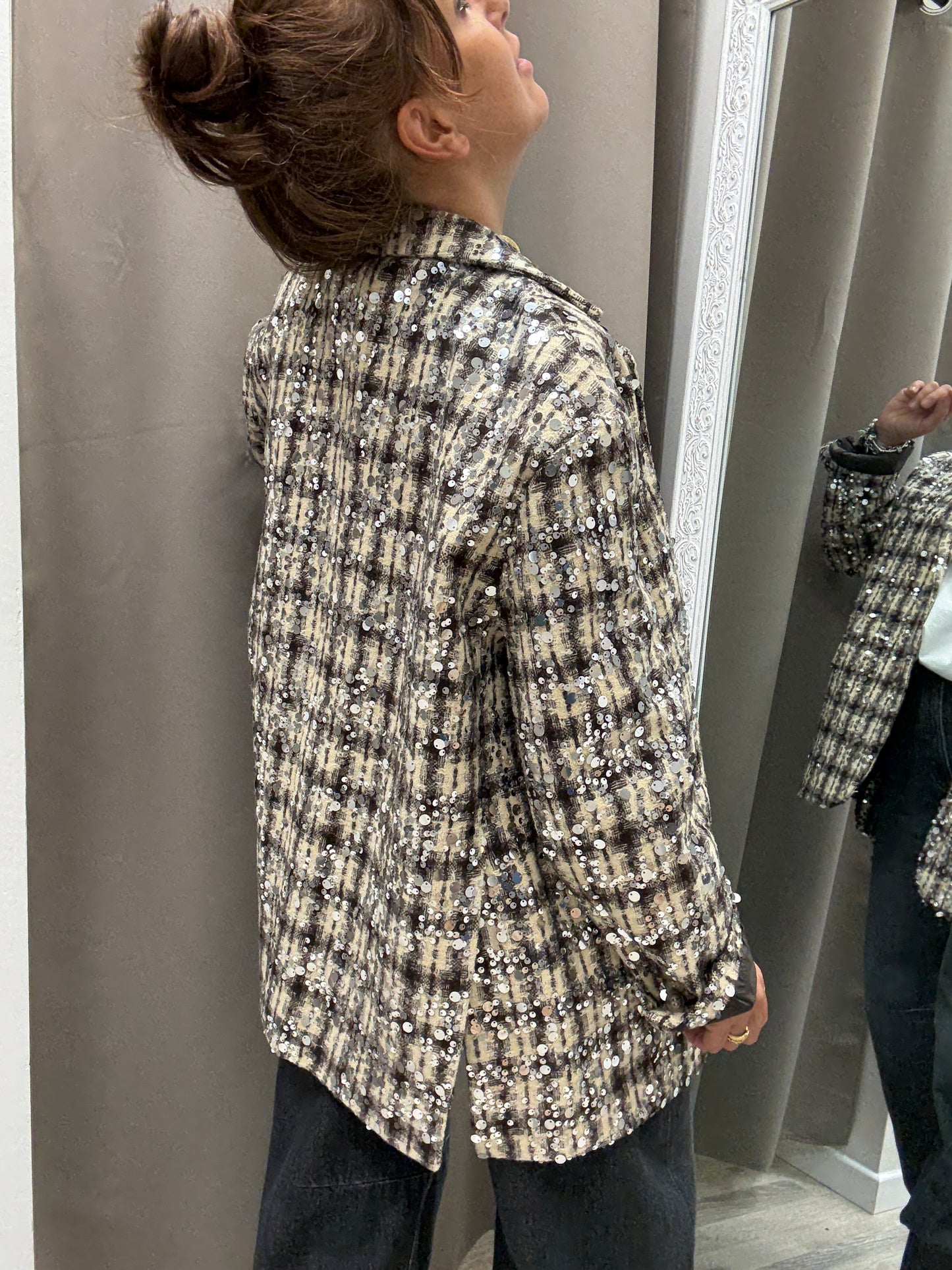 Giacca check paillettes Susy Mix