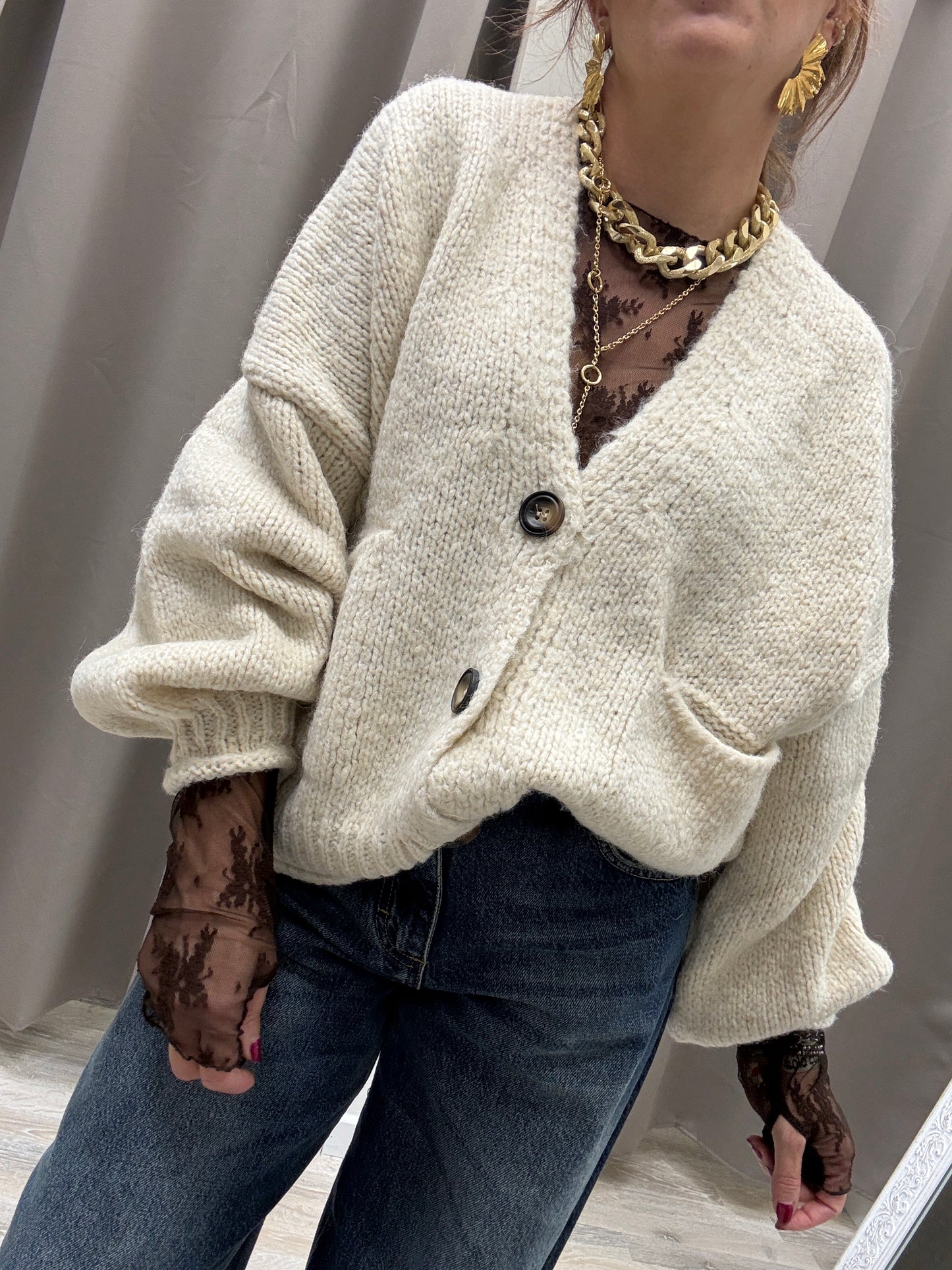 Cardigan Tre Bottoni HaveOne Burro