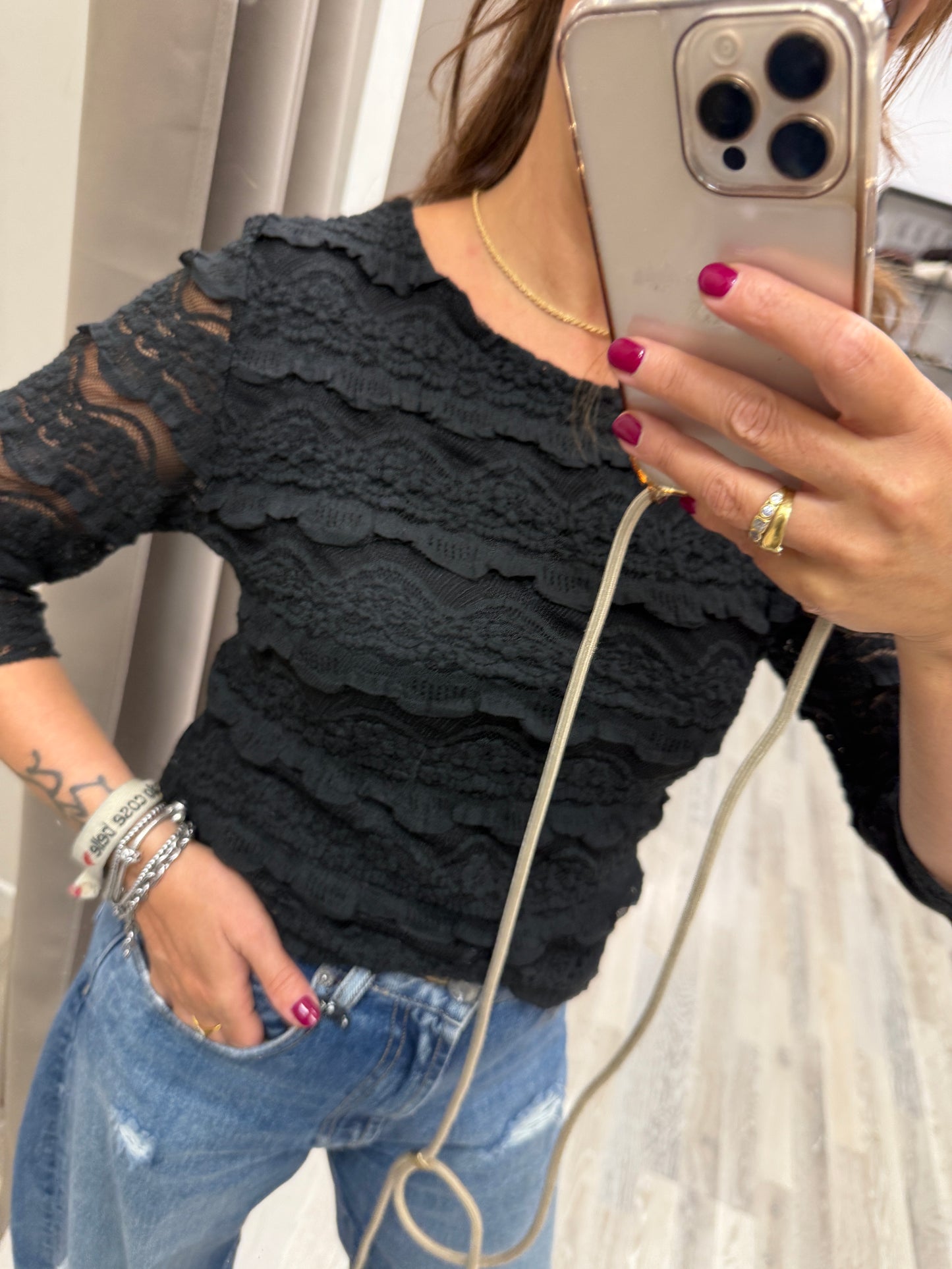 Maglia pizzo manica 3/4 Susy Mix