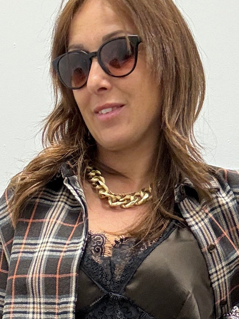 Camicia flanella moro/arancio Haveone