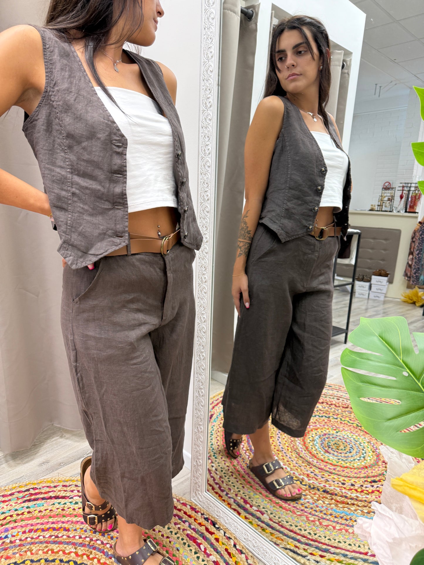 Gilet in lino moro Haveone