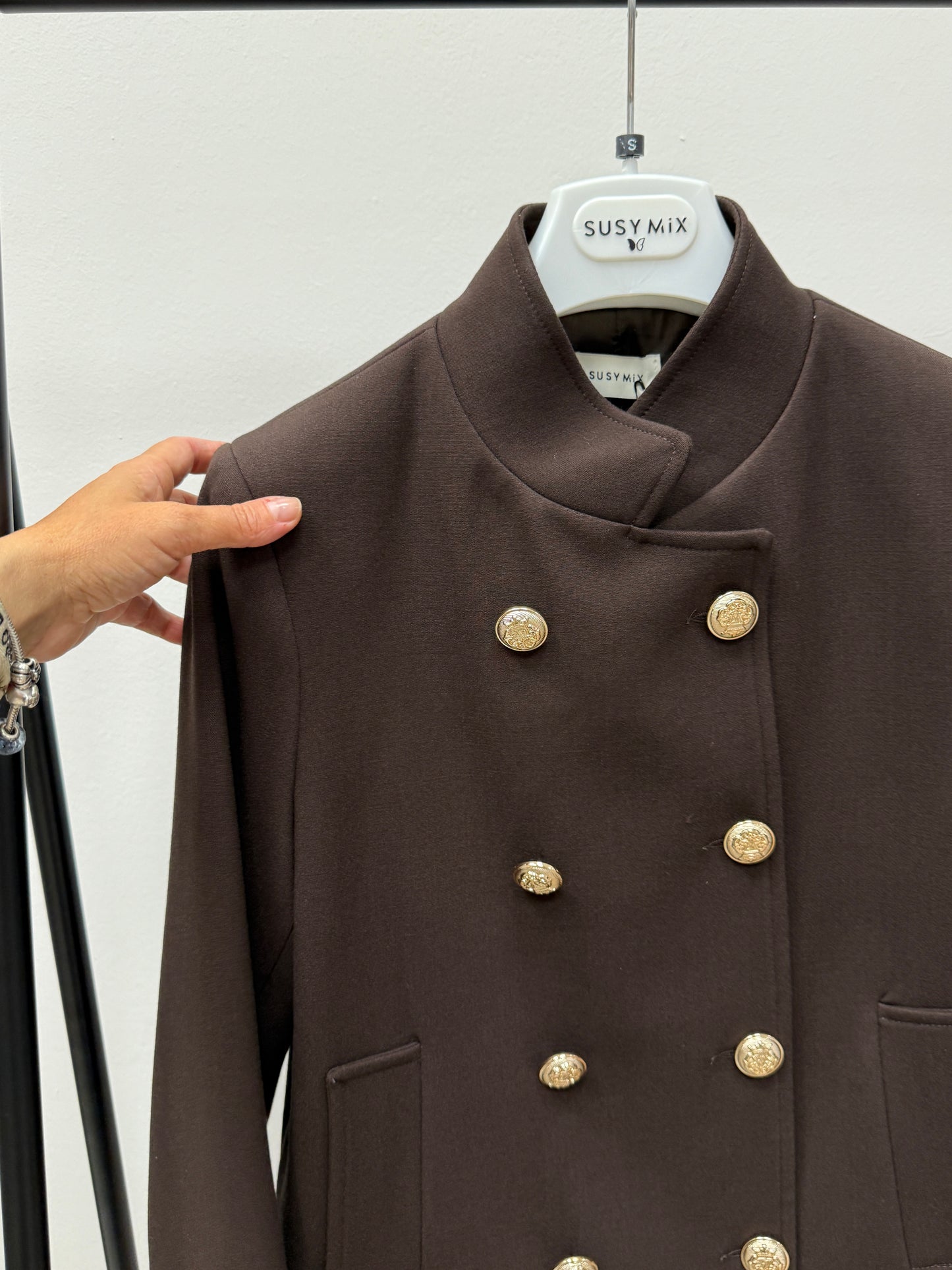 Cappotto corto doppiopetto Moro