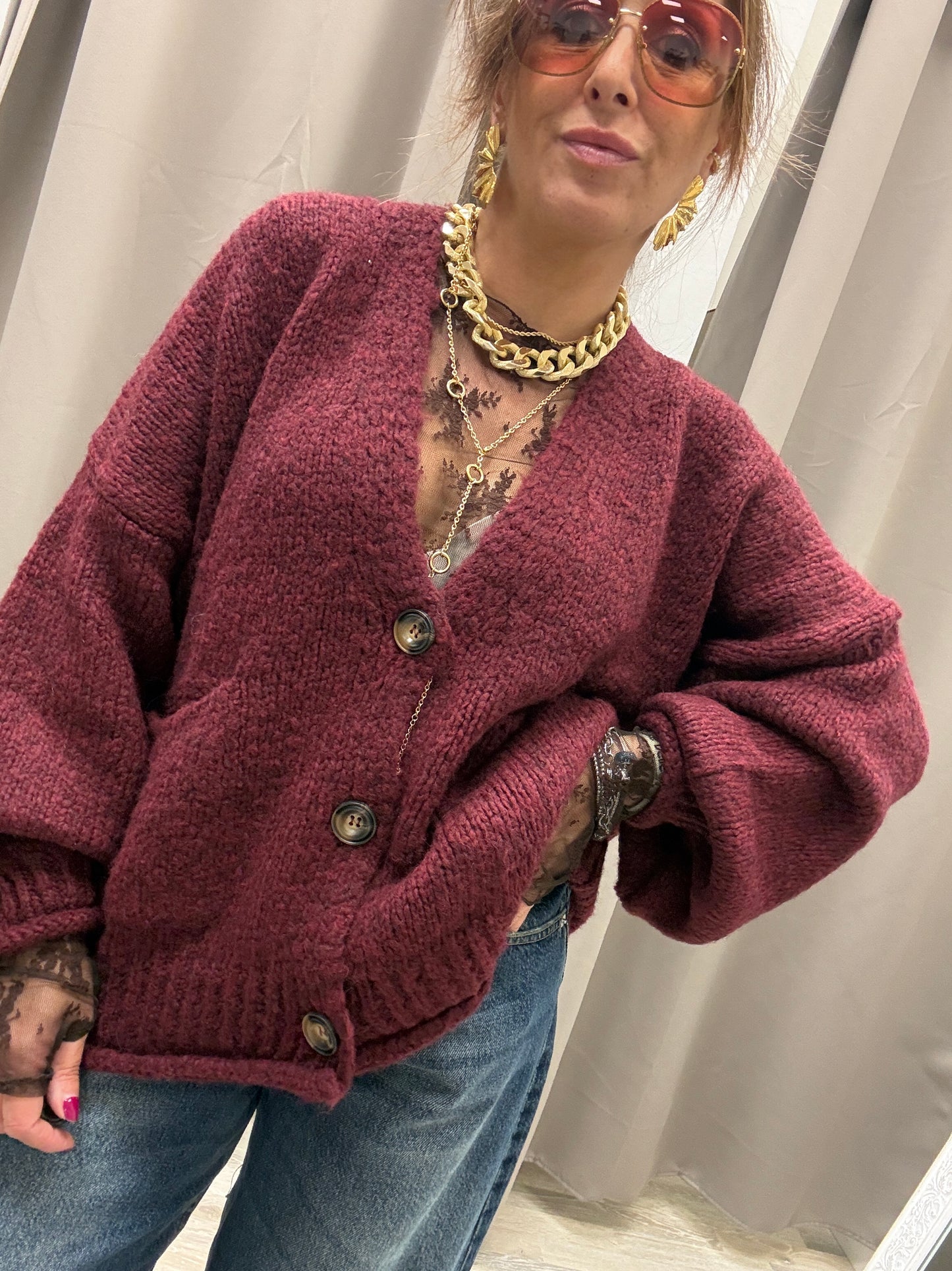 Cardigan Tre Bottoni HaveOne Vino