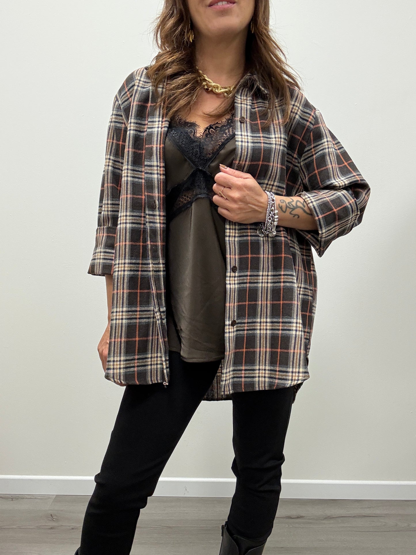 Camicia flanella moro/arancio Haveone