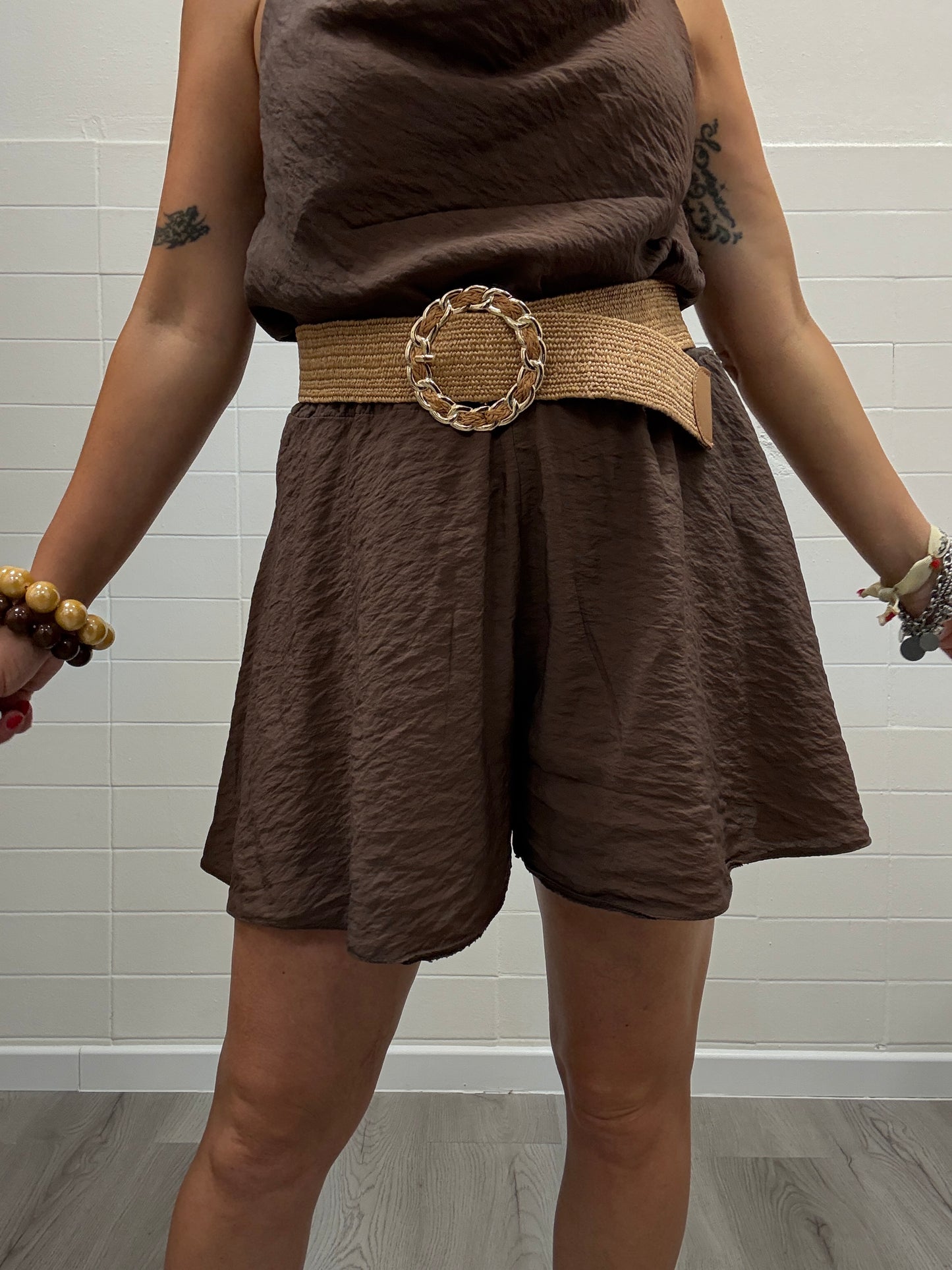 Short farfalla in viscosa goffrata moro Haveone