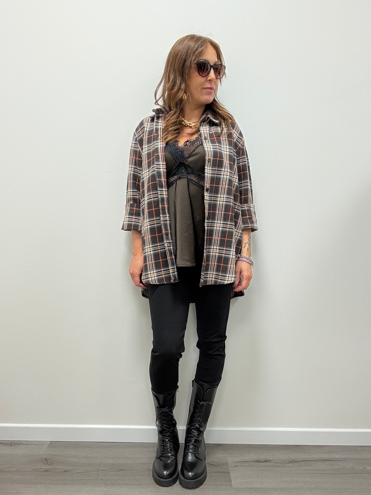 Camicia flanella moro/arancio Haveone