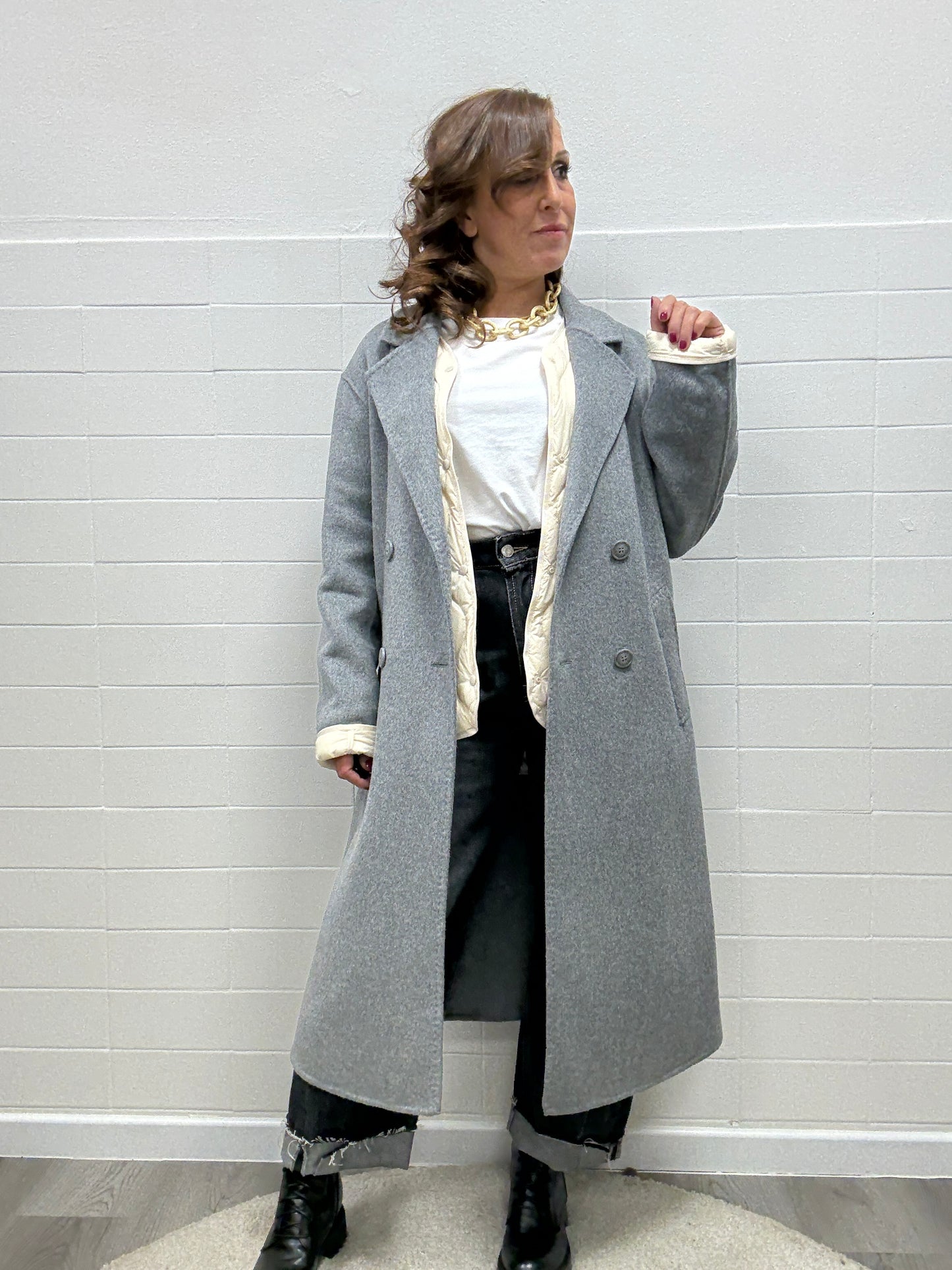 Cappotto Hand Made Haveone grigio fumo