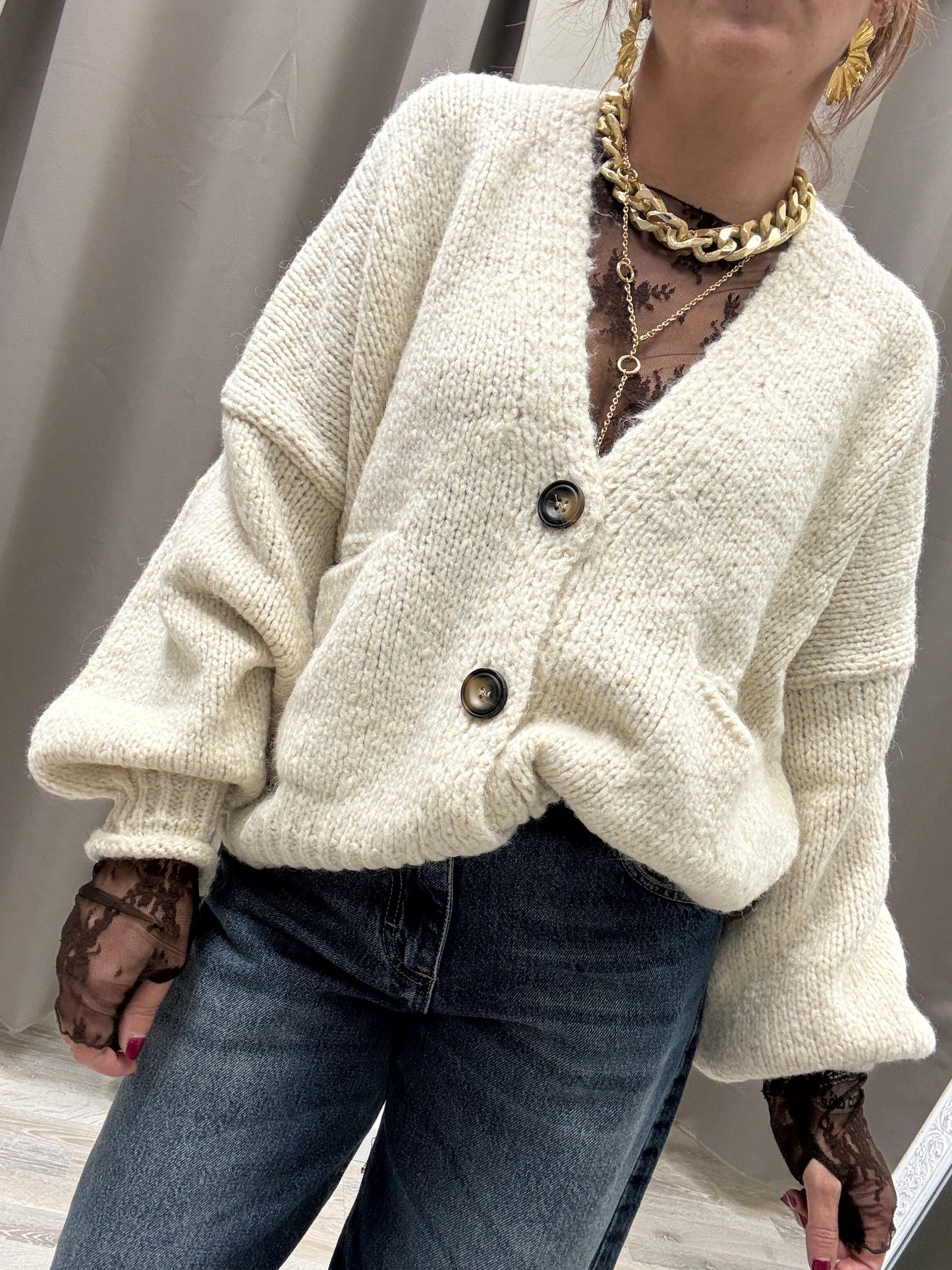 Cardigan Tre Bottoni HaveOne Burro