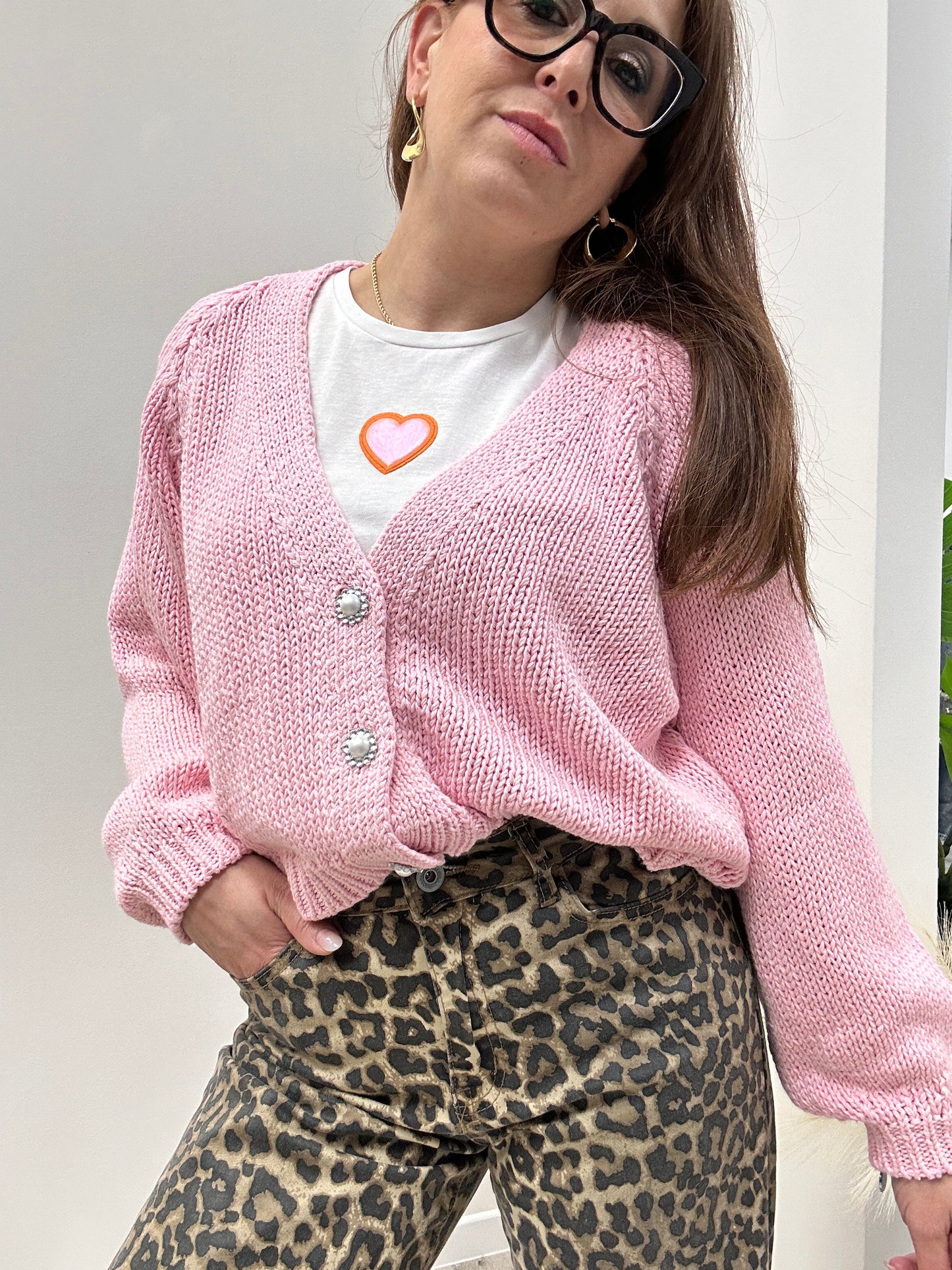 Haveone Cardigan Gioiello Rosa