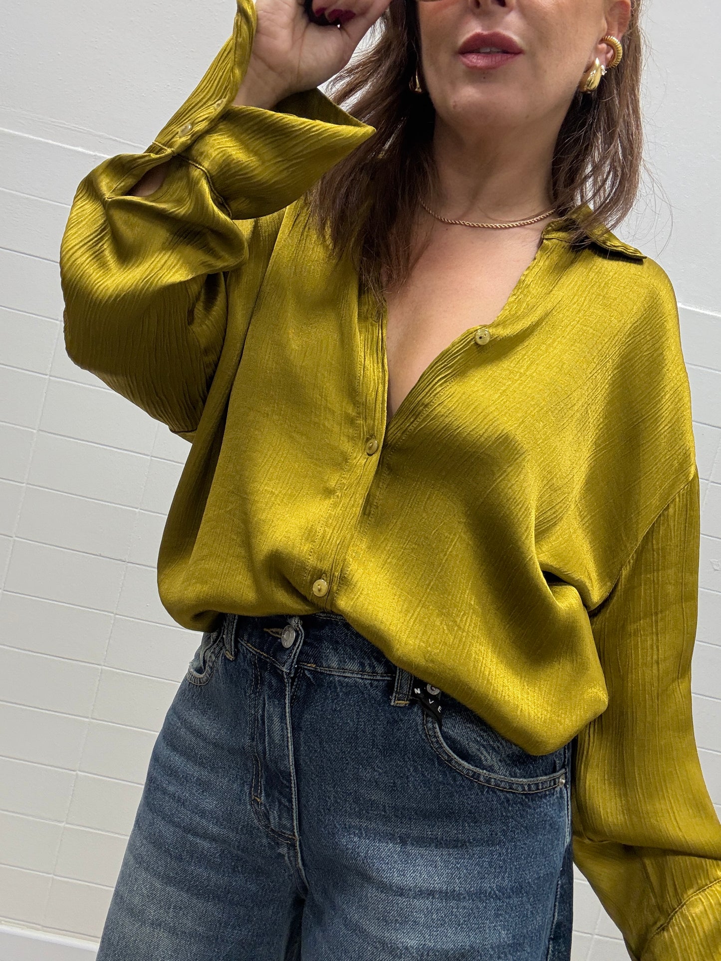 Camicia viscosa stropicciata olio Haveone