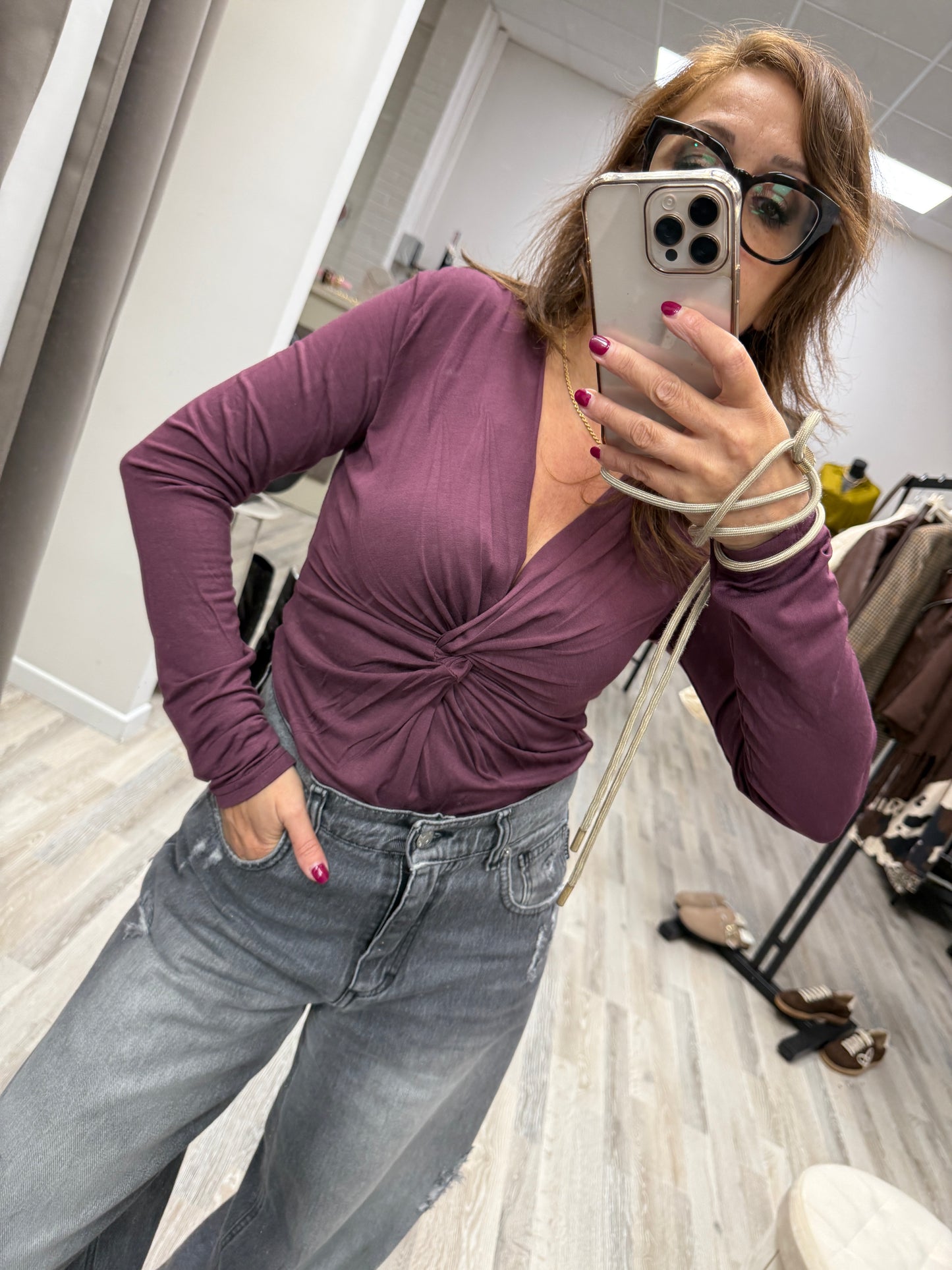 Maglia con nodo vino Susy Mix