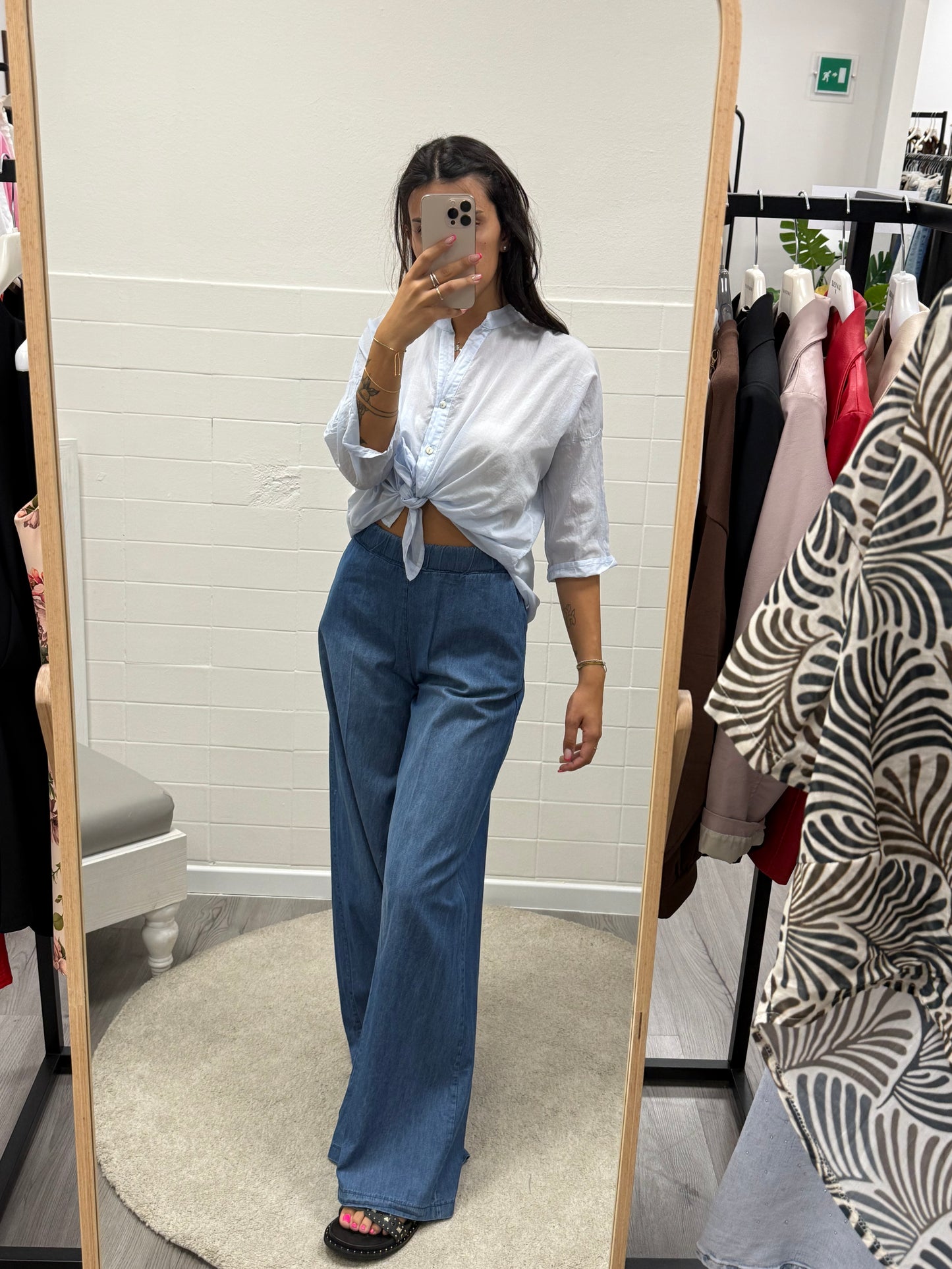 Susy Mix Pantalone Palazzo in Chambray