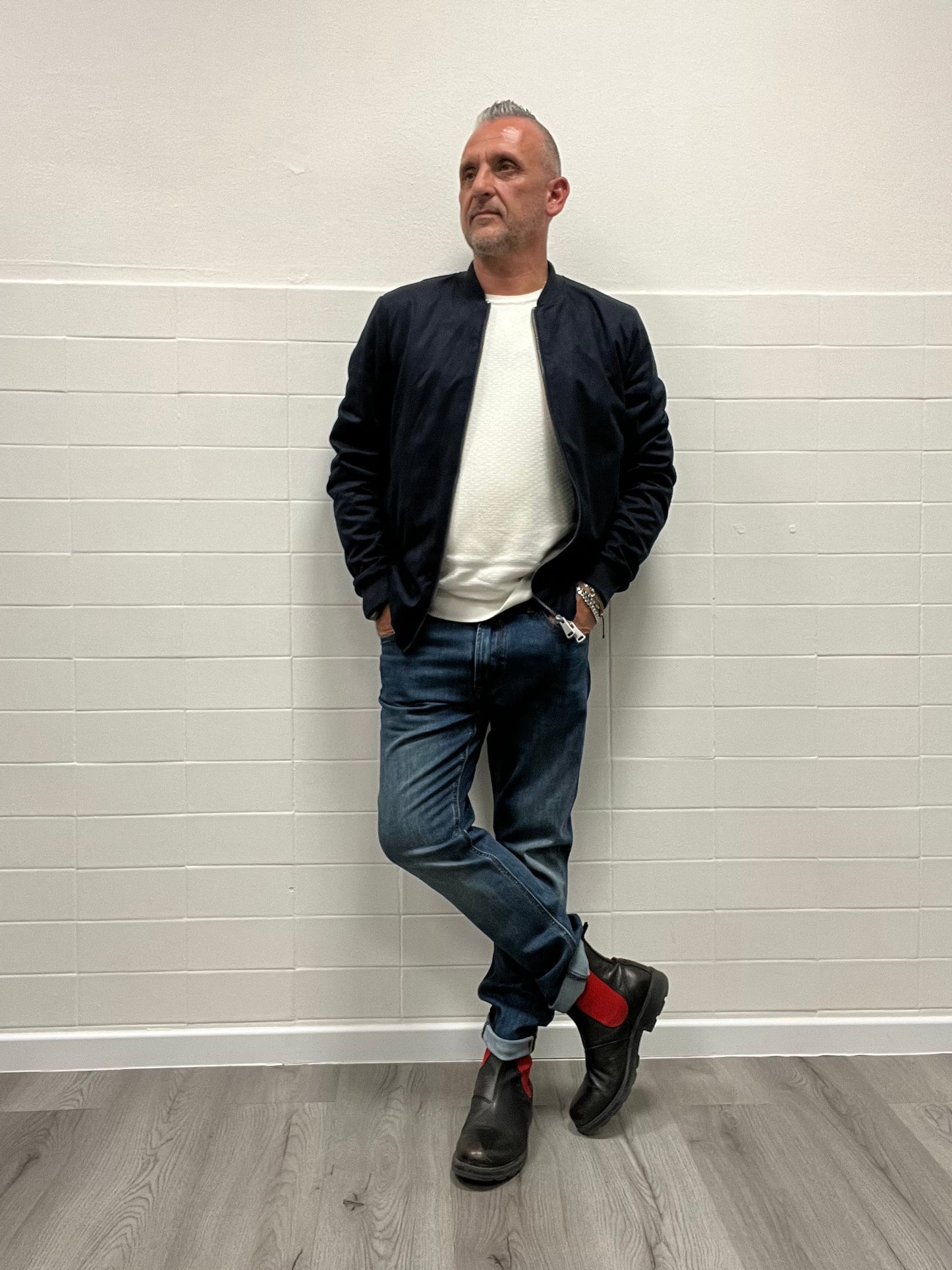 Giacca Bomber in Ecocamoscio Blu Navy Gianni Lupo