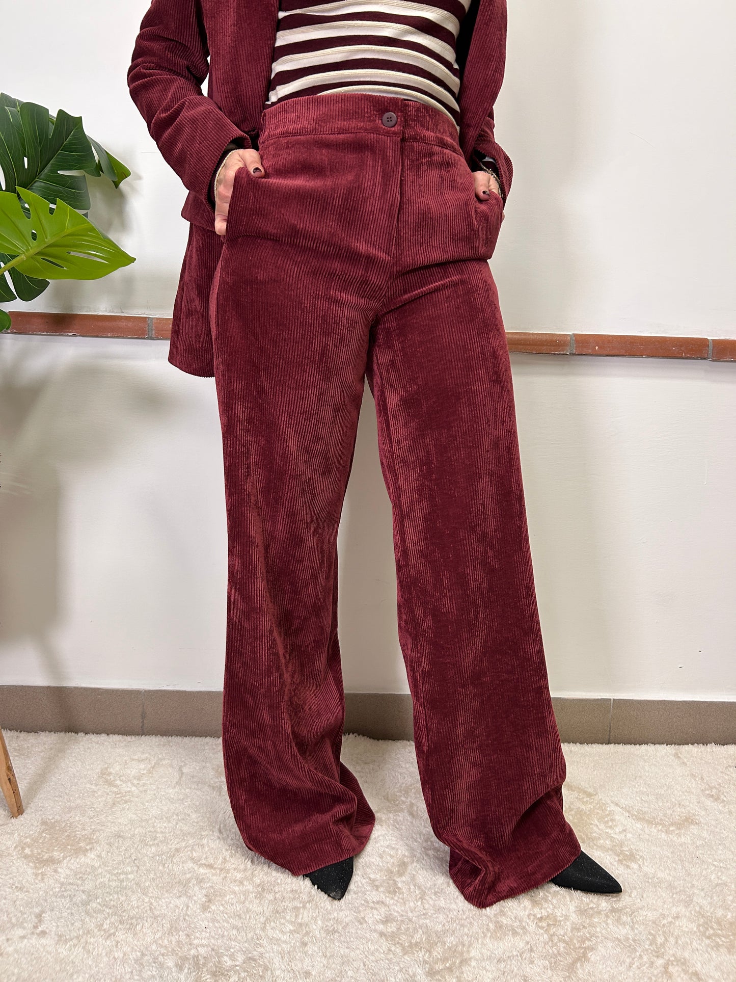 Pantaloni palazzo in velluto costine Susy mix
