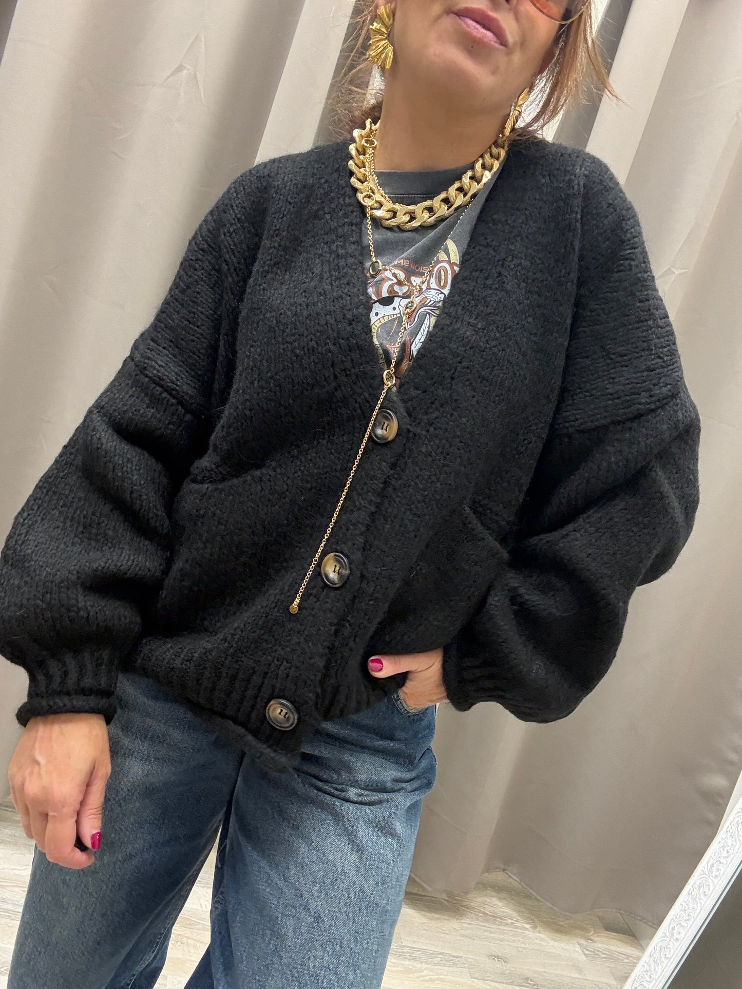 Cardigan Tre Bottoni HaveOne Nero