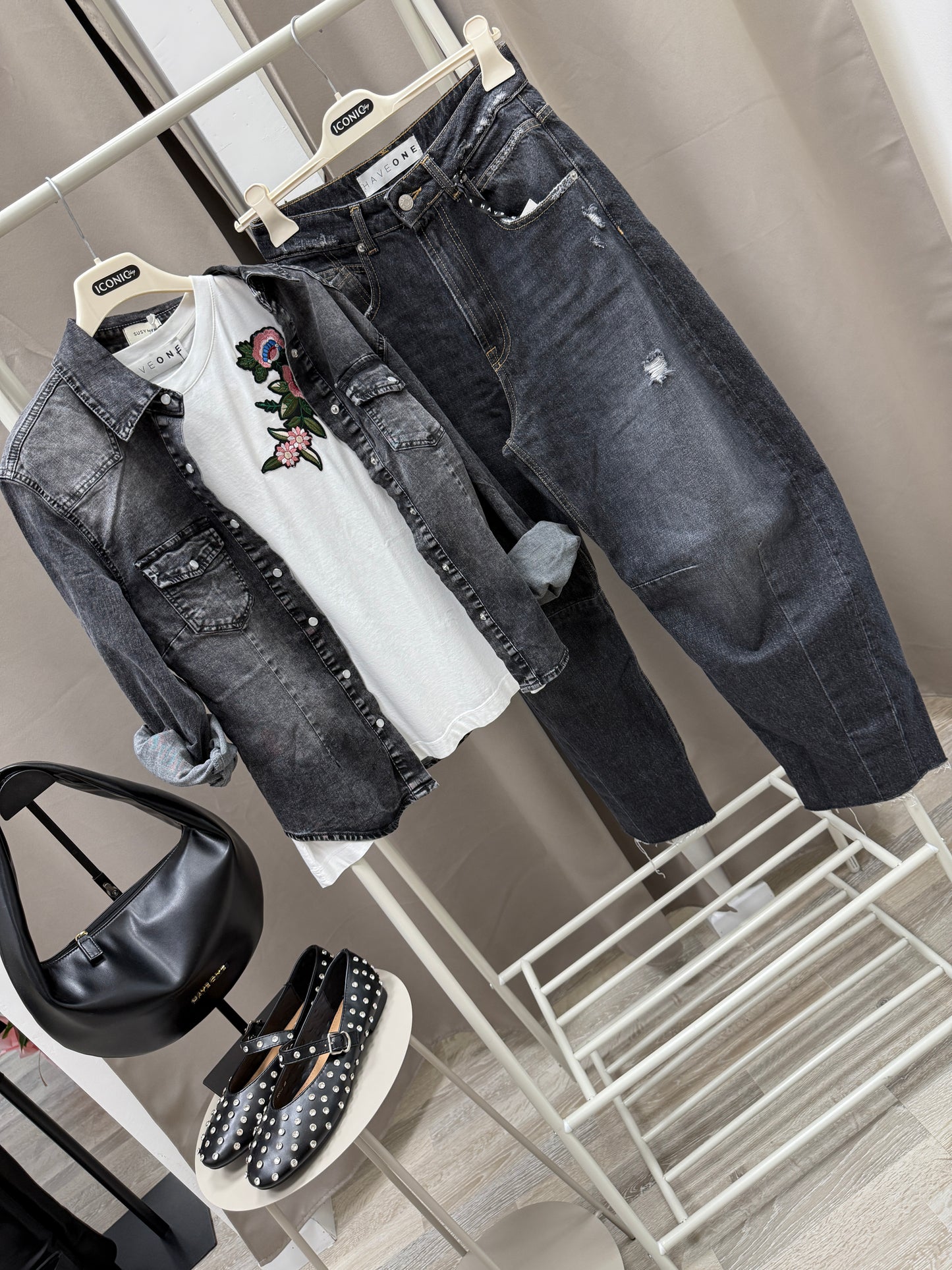 Camicia denim slim fit grigio Susy Mix