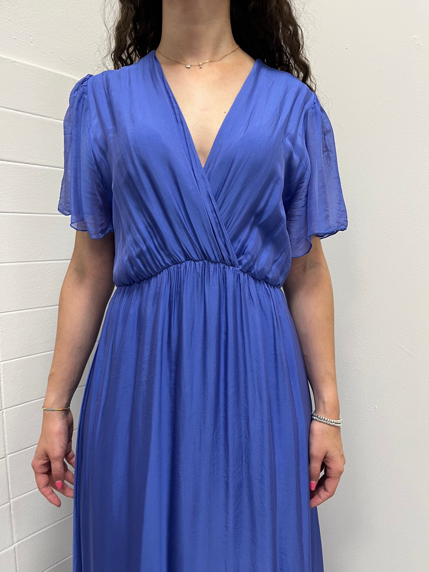 Haveone Abito in seta Scollo a V Blu