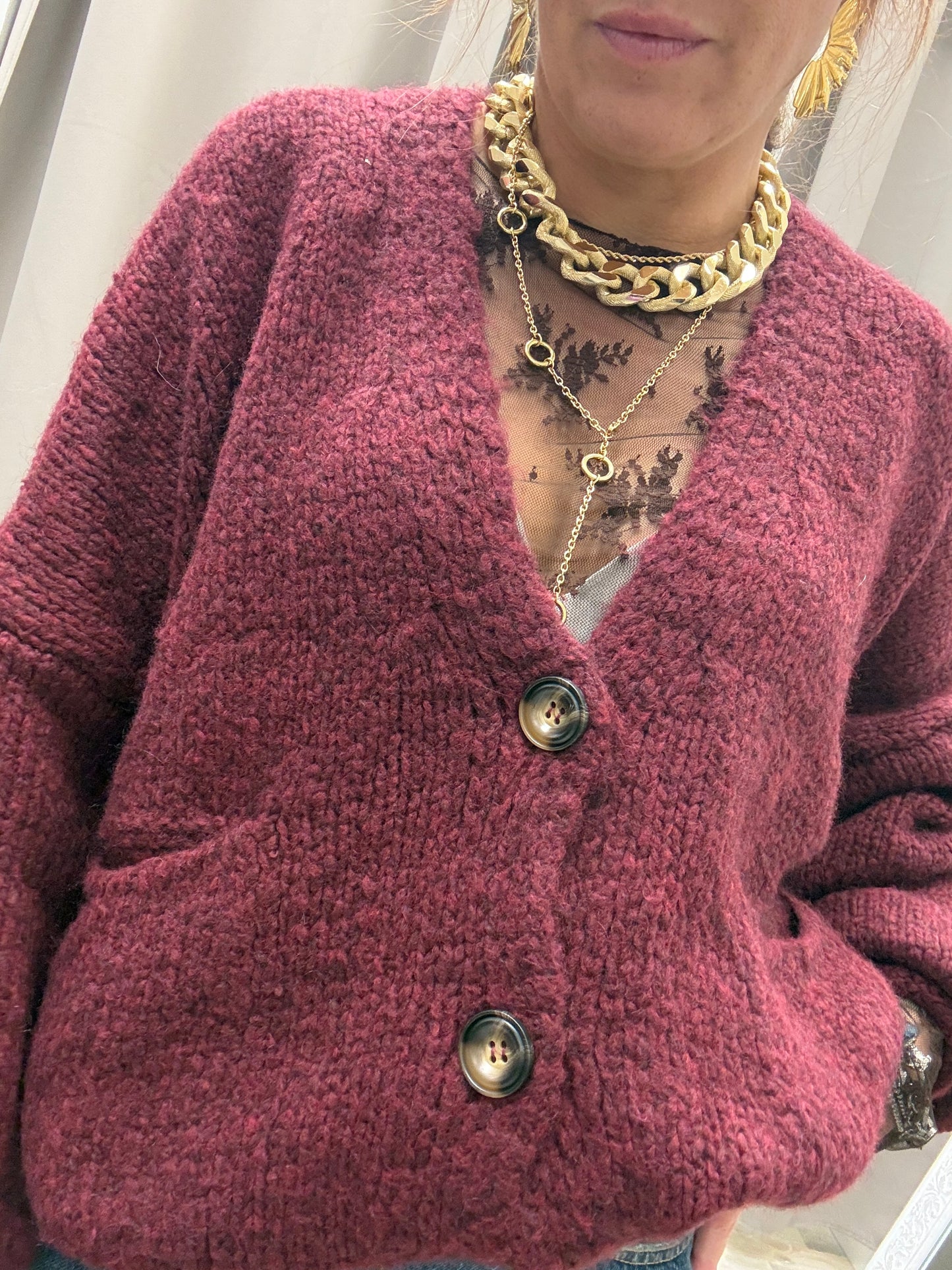 Cardigan Tre Bottoni HaveOne Vino