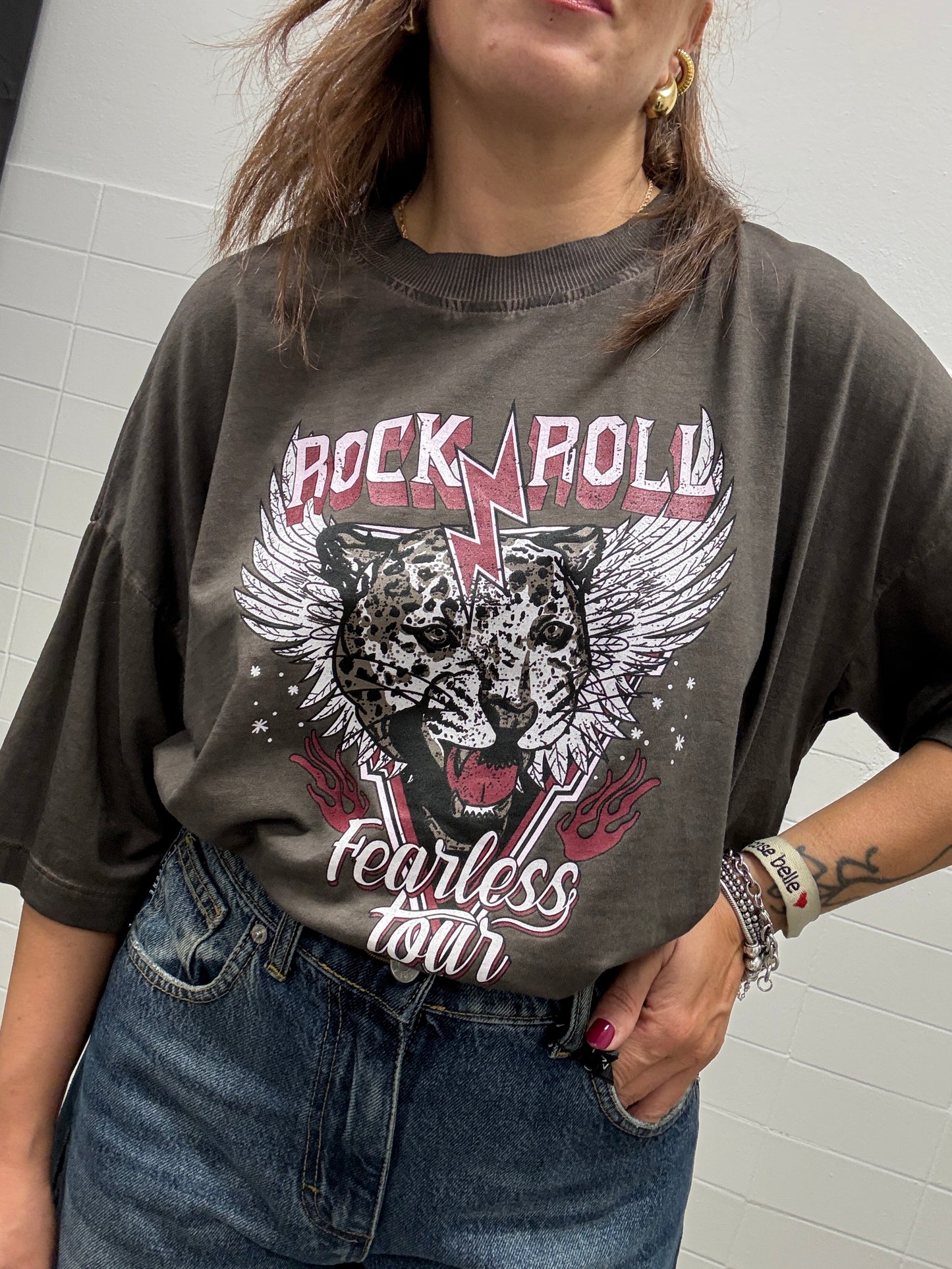 HaveOne T-Shirt Stampa Tigre Rock Moro