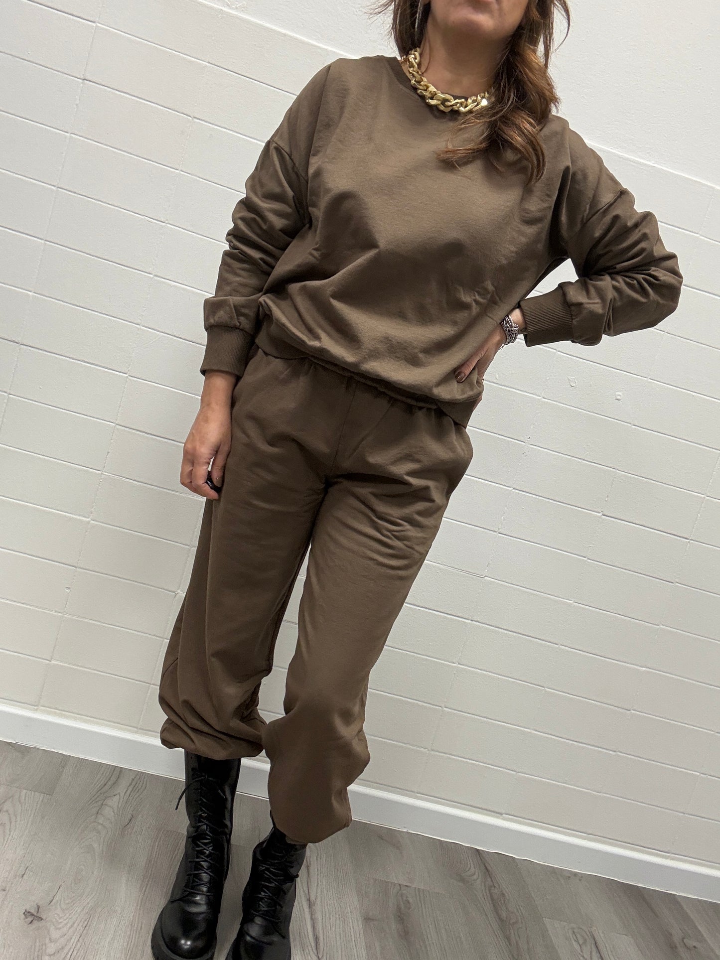 Tuta coordinato felpa + pantalone moro