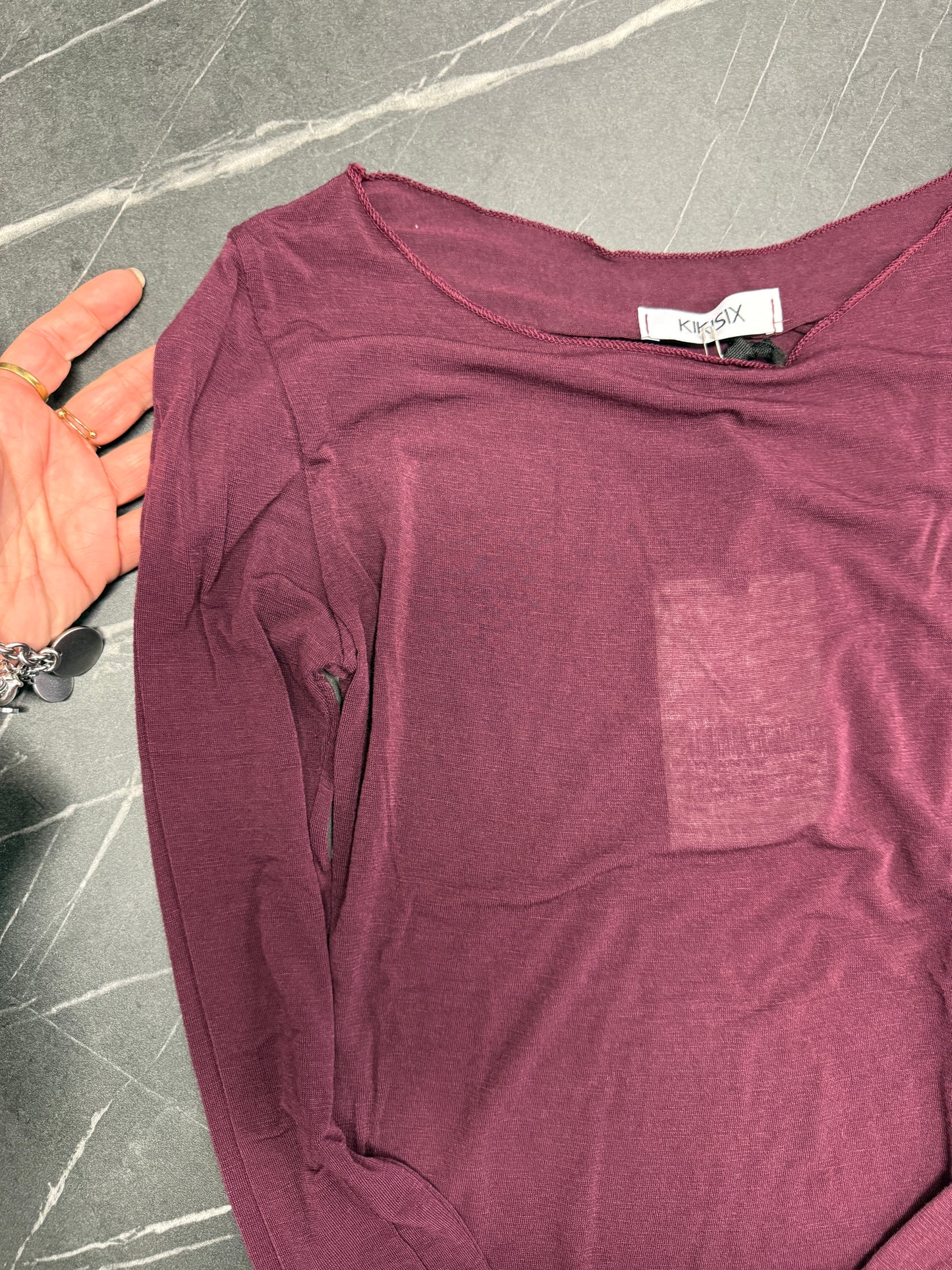 Maglia cachemire vino paricollo Kiki Six