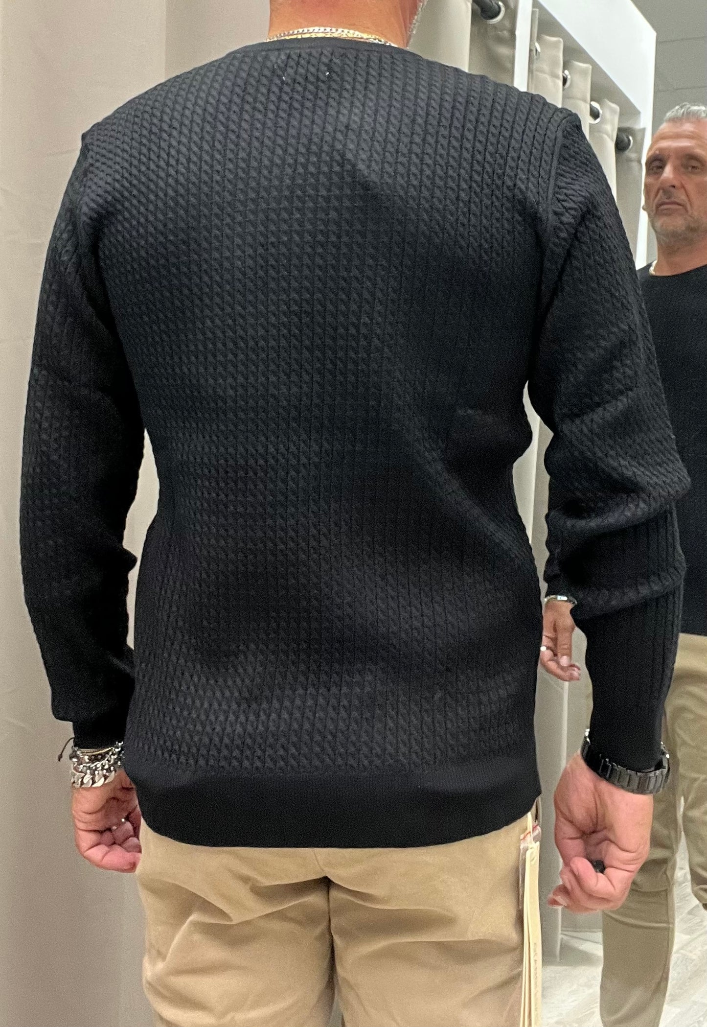Gianni Lupo Maglia Girocollo Nera Uomo Intrecciato
