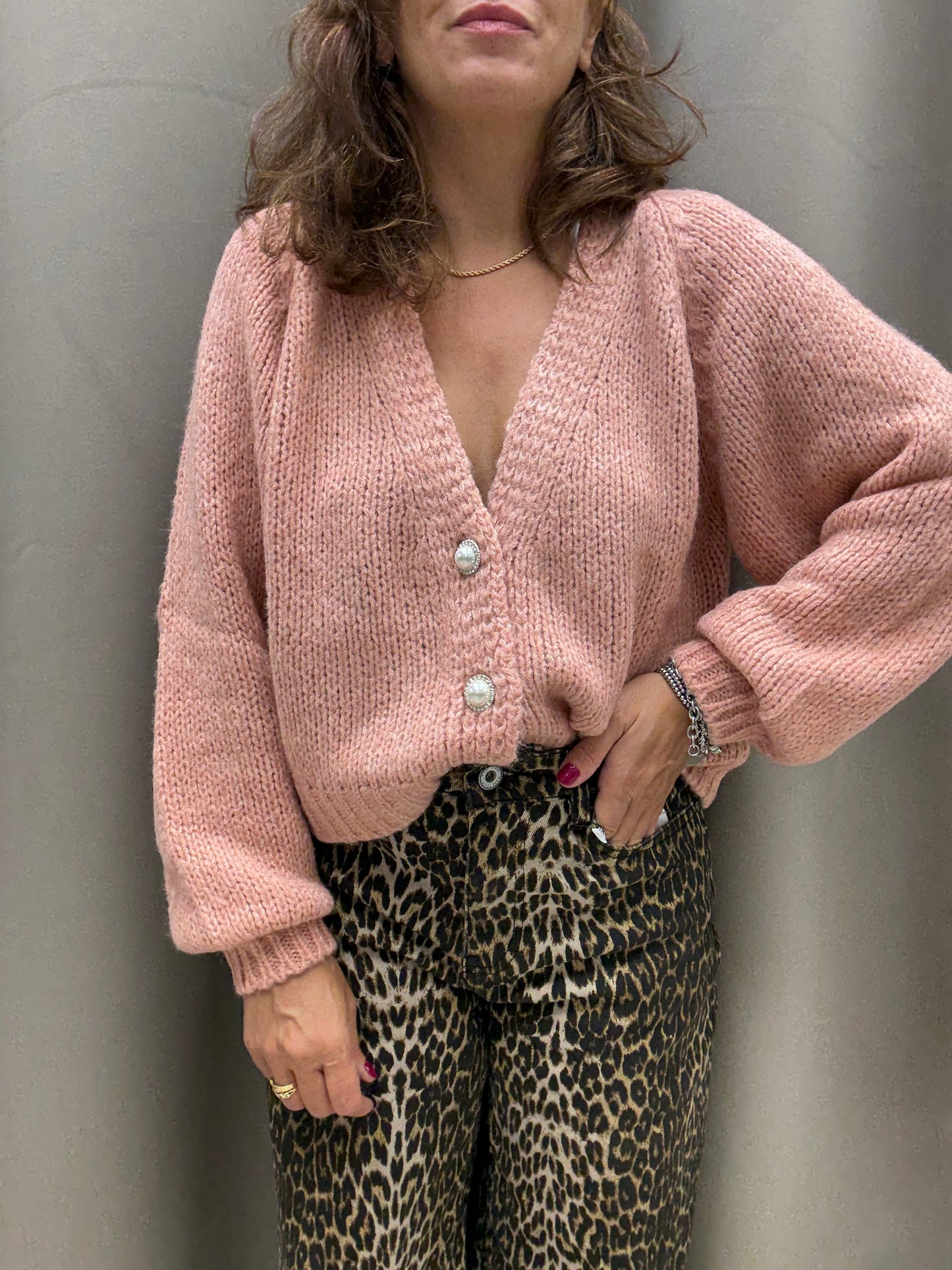 HaveOne Cardigan Gioiello Salmone