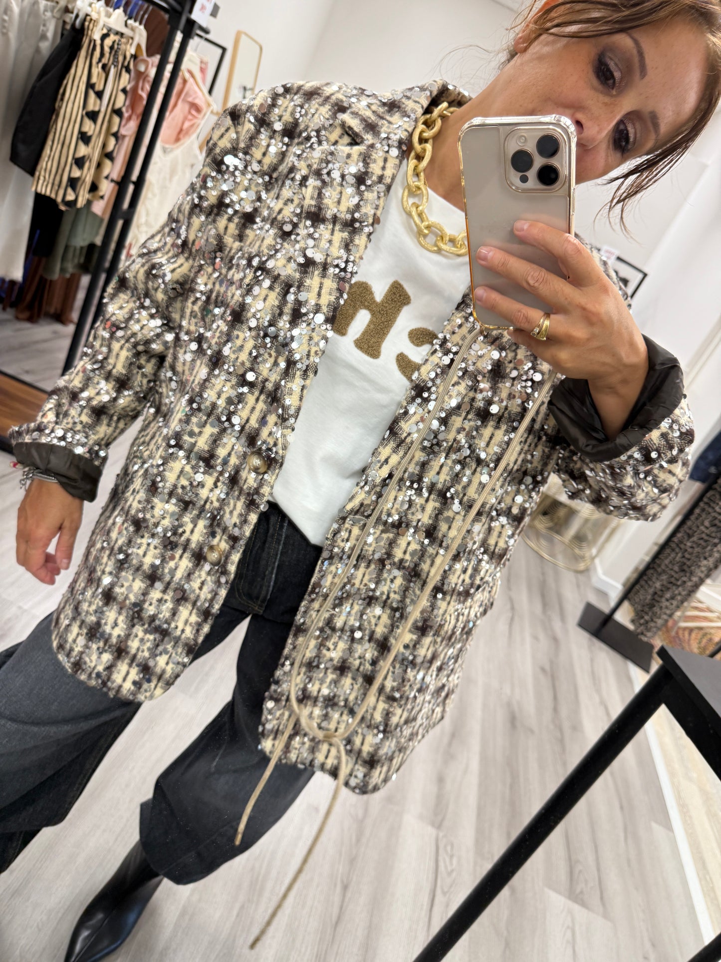 Giacca check paillettes Susy Mix