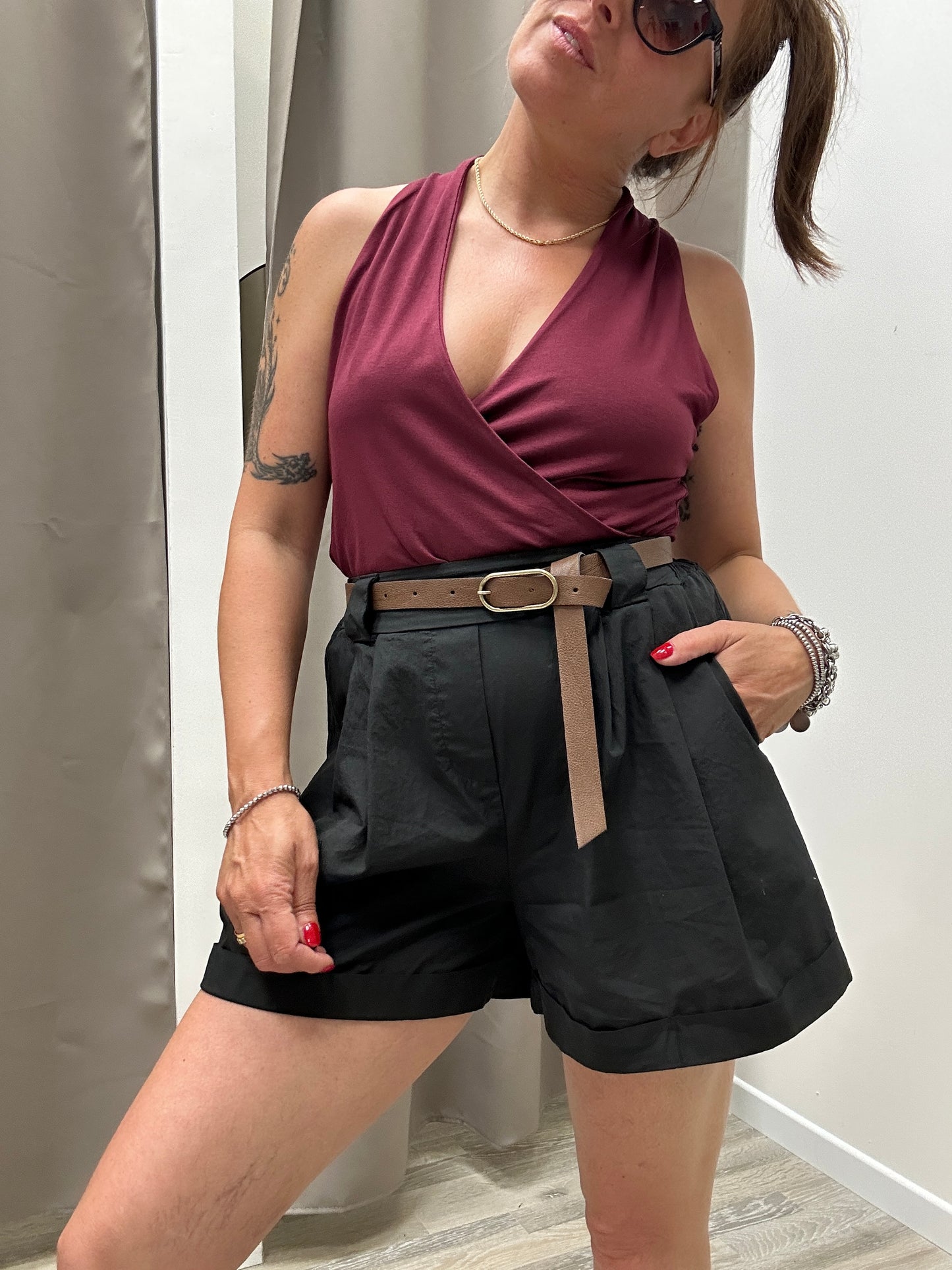 HaveOne Shorts con Risvolto Nero