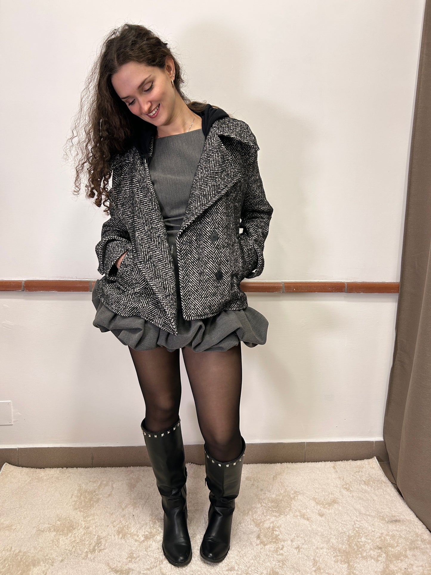 Susy Mix Herringbone Short Coat