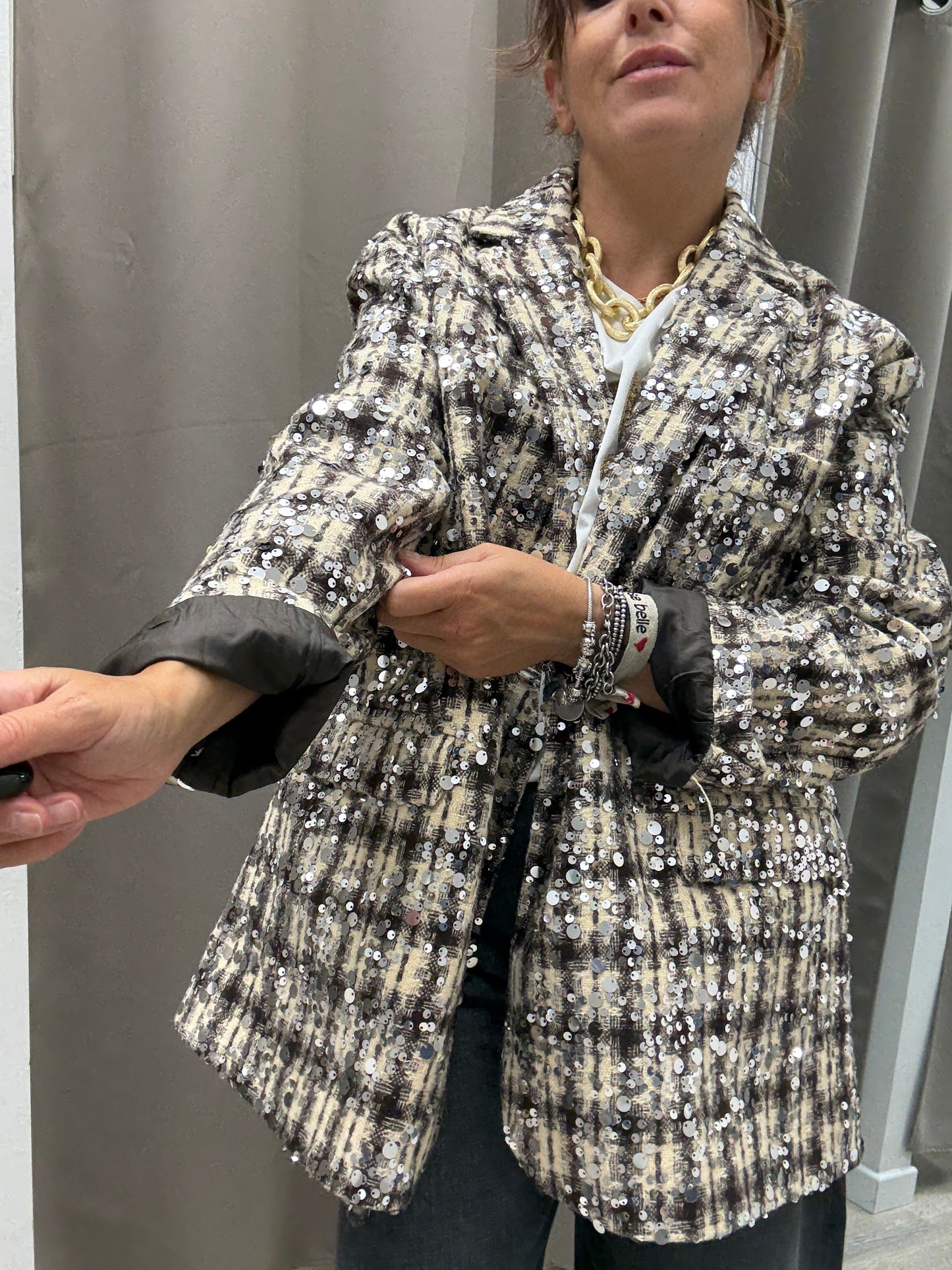 Giacca check paillettes Susy Mix