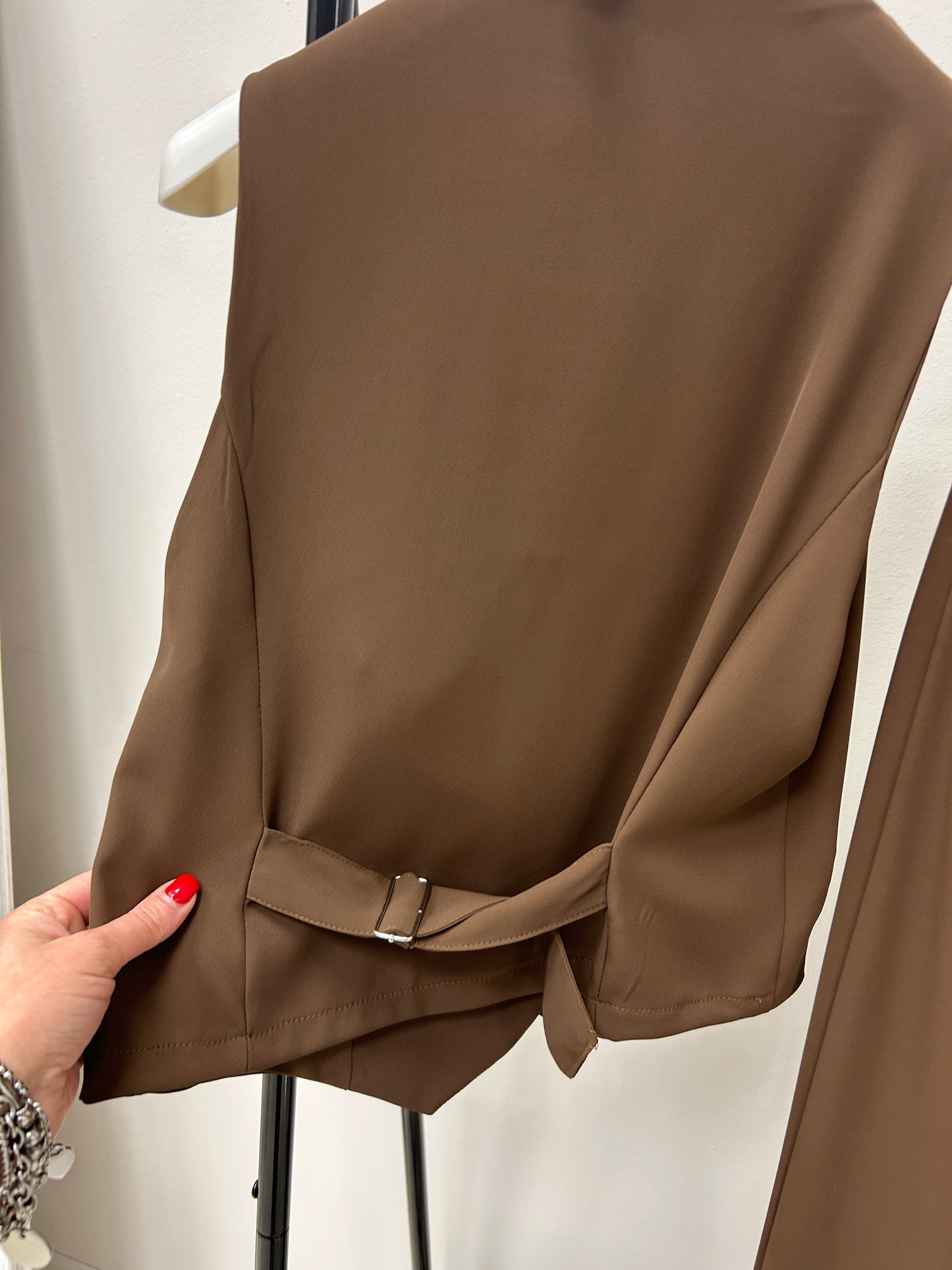 Susy Mix completo gilet+ pantalone con fiore moro